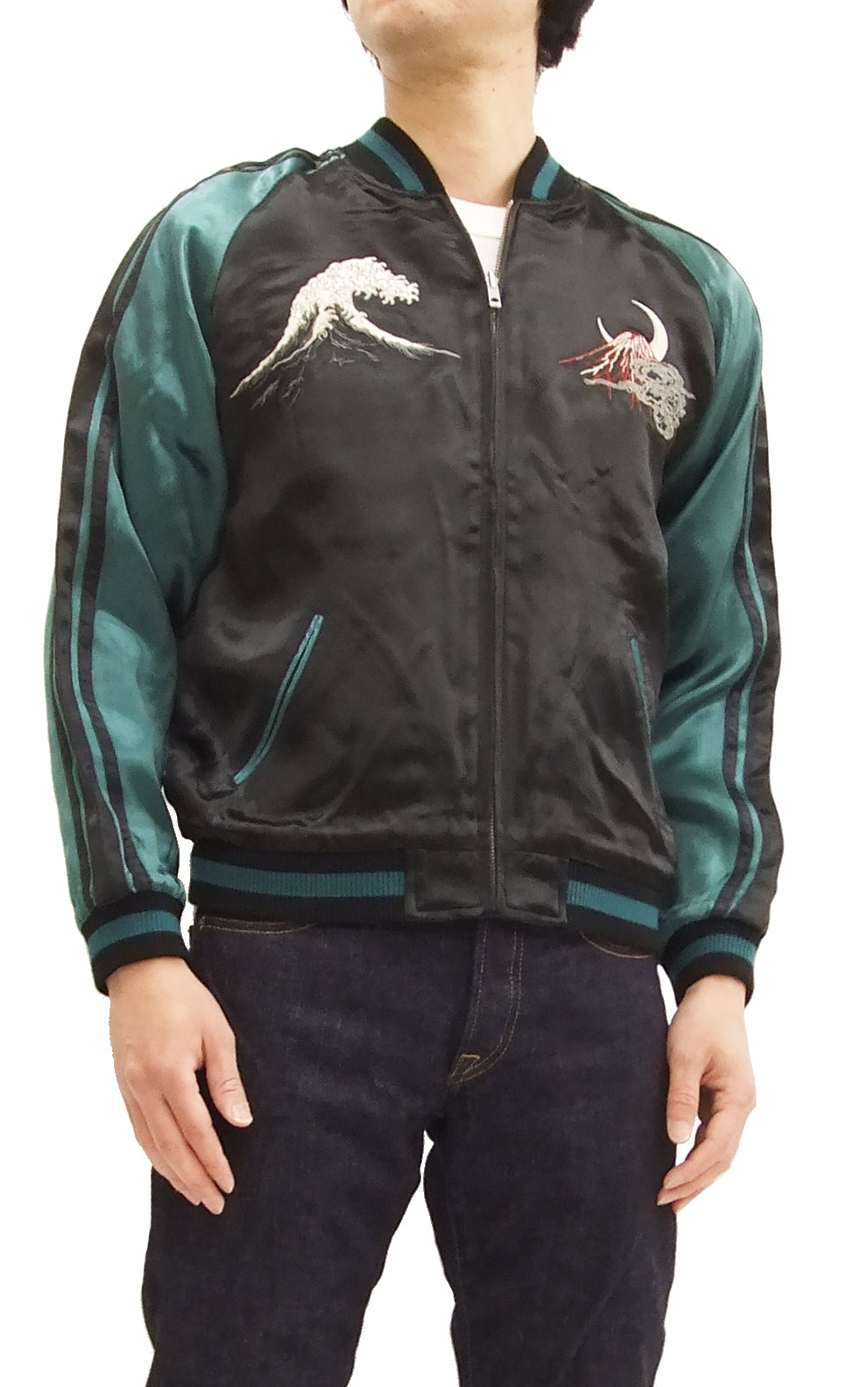 Hanatabi Gakudan Men's Japanese Souvenir Jacket - Phoenix Hi no Tori Sukajan Bomber (TZSJ 002) | Vintage Asian Streetwear for Casual & Festival Outfits