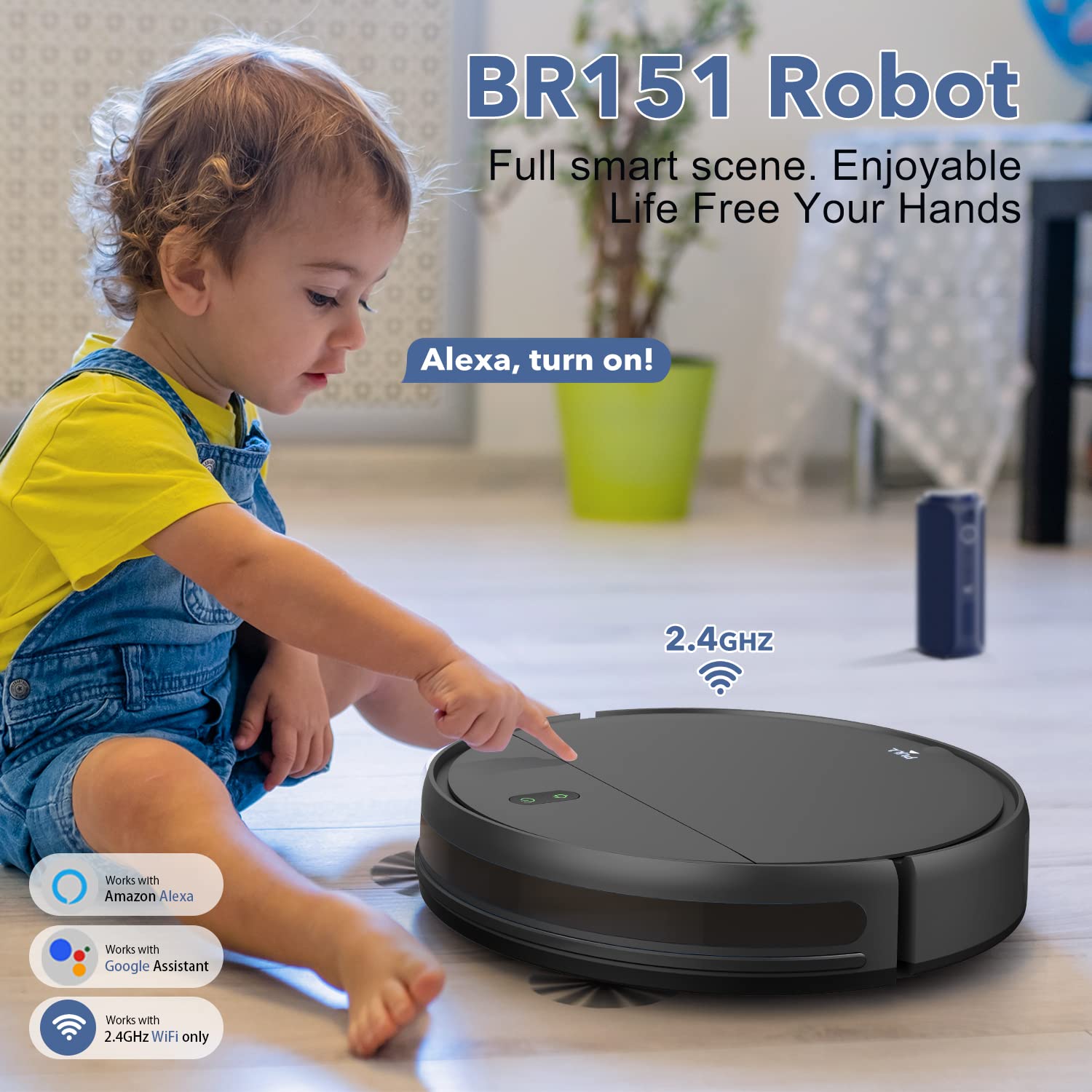 Smart Robot Vacuum and Mop Combo with WiFi/App/Alexa Control - 2-in-1 Self-Charging Robotic Cleaner with Water Tank & Dustbin - Slim Design for Hard Floors, Carpets & Pet Hair - Perfect for Home, Office & Pet Owners