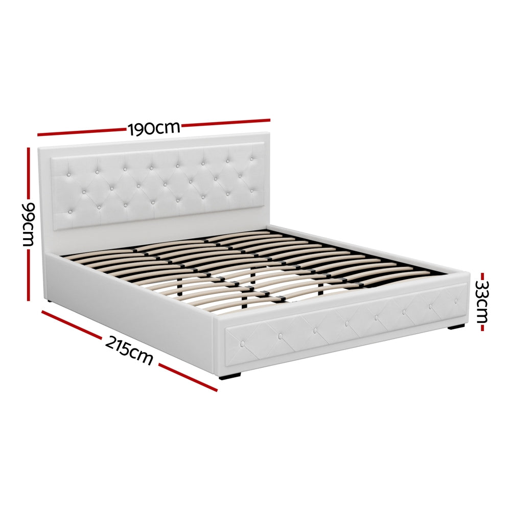 Bronte King Size Storage Bed Frame in White - Perfect for Small Bedrooms & Maximizing Space