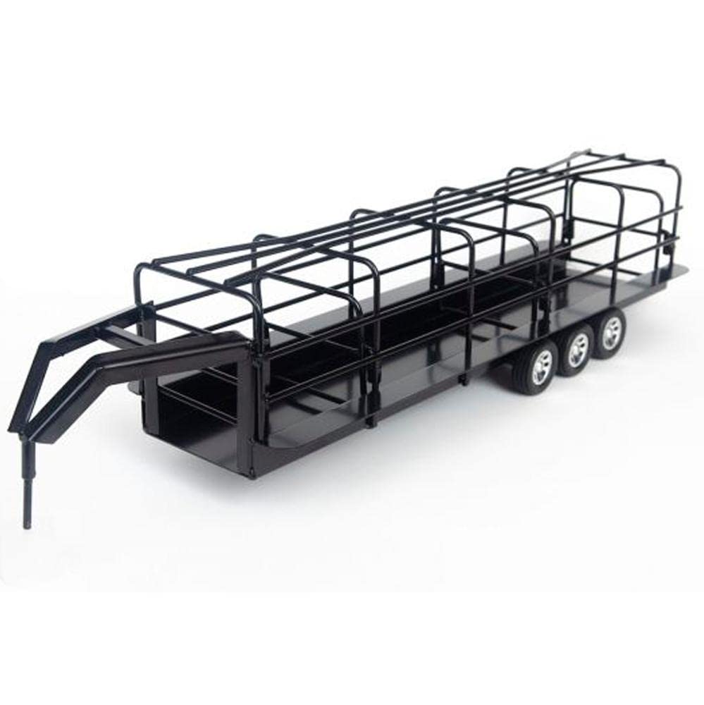 1/16 Scale Black Gooseneck Long Trailer with Split Gates - Heavy Duty Farm Equipment Hauler for Toy Tractors & Model Trucks | Perfect for Agricultural Displays, Toy Collections & Kids Playtime