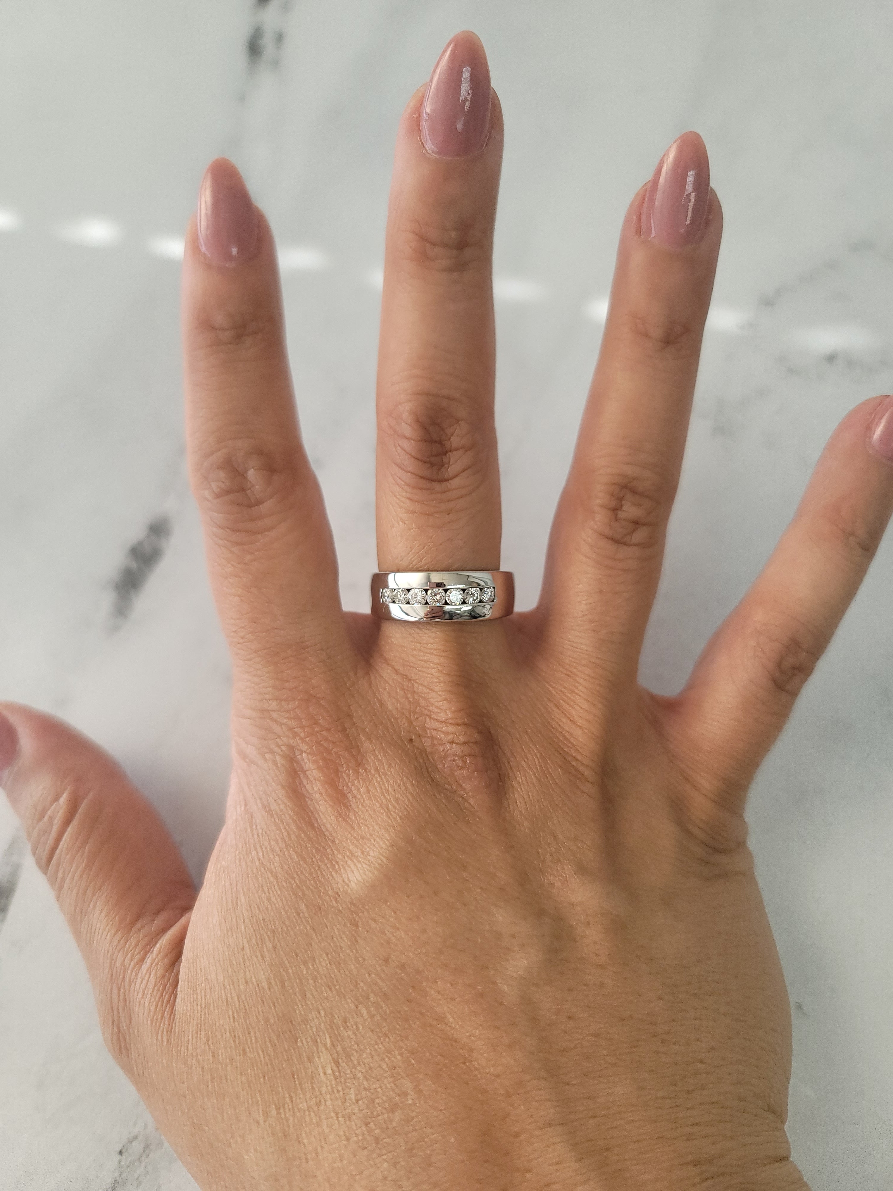 0.50 Carat Wide Channel Set Diamond 14k White Gold Wedding Band for Women - Elegant Bridal Ring for Engagement, Anniversary & Special Occasions