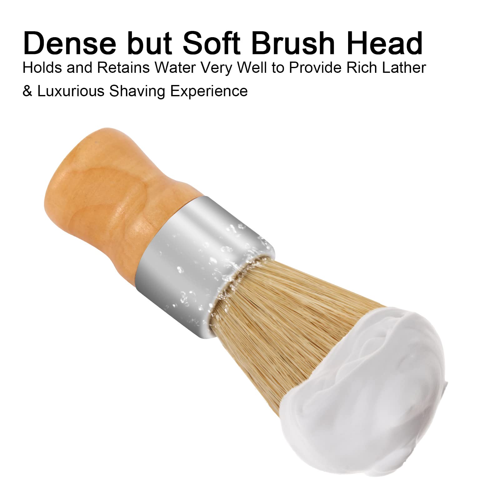 Premium Genixart Shaving Brush Set - 2 Pack Natural Bristle Shave Brushes for Men, Luxury Grooming Kit for Father/Boyfriend/Husband Gift - Perfect for Wet Shaving, Beard Care & Travel Essentials