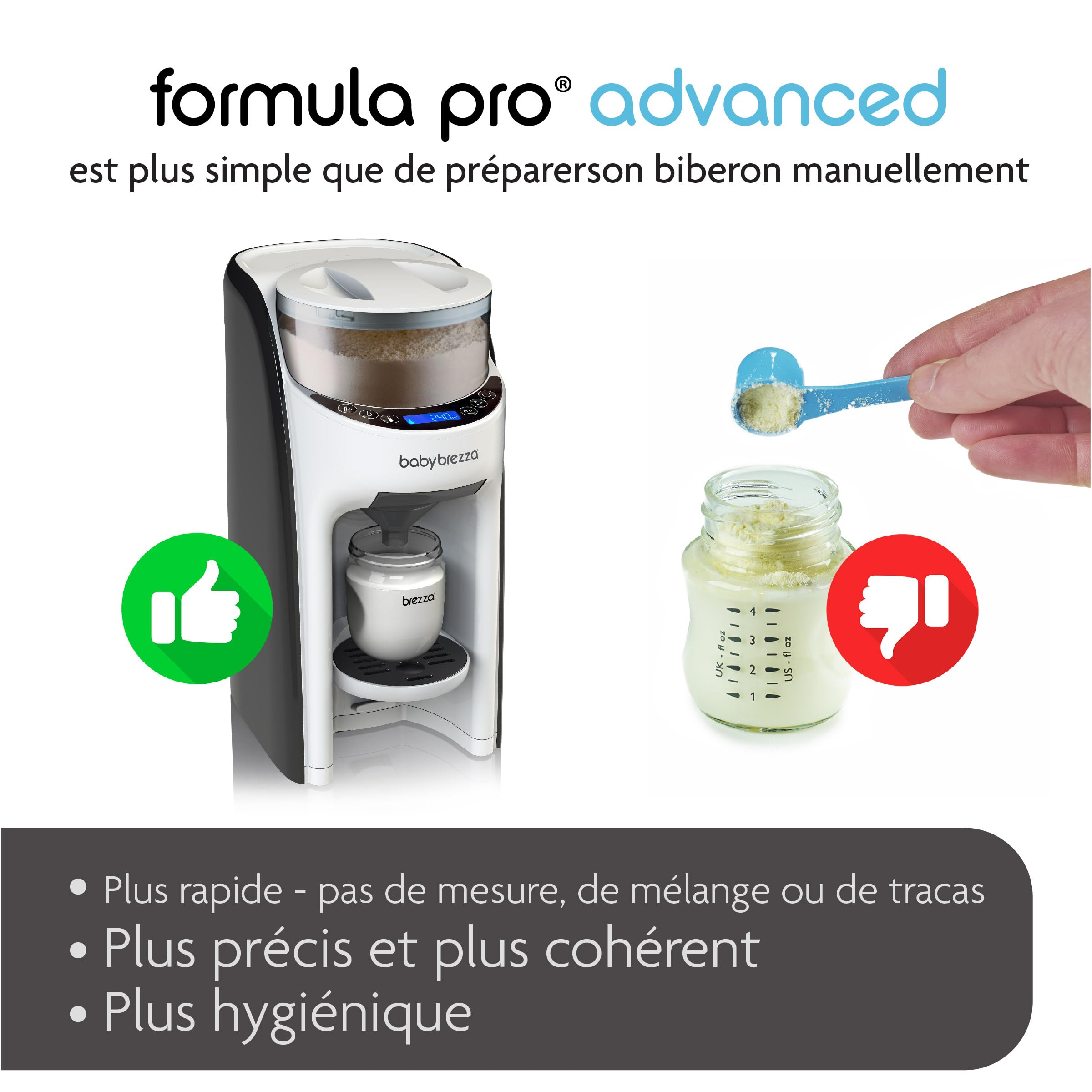 Baby Brezza Formula Pro Advanced Automatic Baby Bottle Maker with Free Extra Funnel Kit - Black & White - Perfect for Busy Parents & Night Feedings