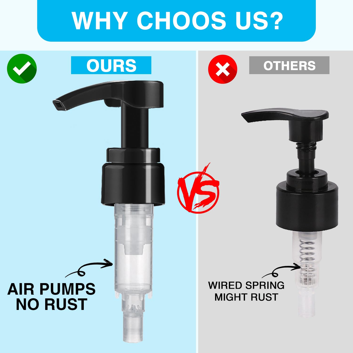 2-Pack Shampoo Pump Dispenser for 33.8 oz Bottles - Fits Most 1-Inch Wide Opening Salon Bottles - Black & White Replacement Pump for Shampoo, Conditioner, Body Wash & Lotion - Perfect for Bathroom, Salon & Home Use