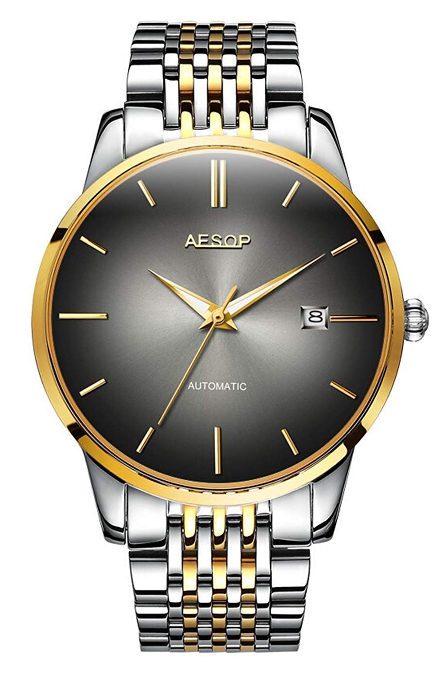 Gosasa Men's Automatic Luxury Watch - Stainless Steel Band, Date Display, Waterproof, Two-Tone Design - Perfect for Business, Casual & Formal Occasions