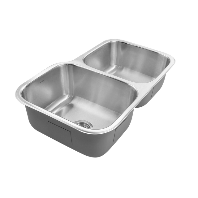 Houzer Medallion Classic Series 32-Inch Stainless Steel Undermount 60/40 Double Bowl Kitchen Sink - Perfect for Modern Homes & Restaurant Prep Stations