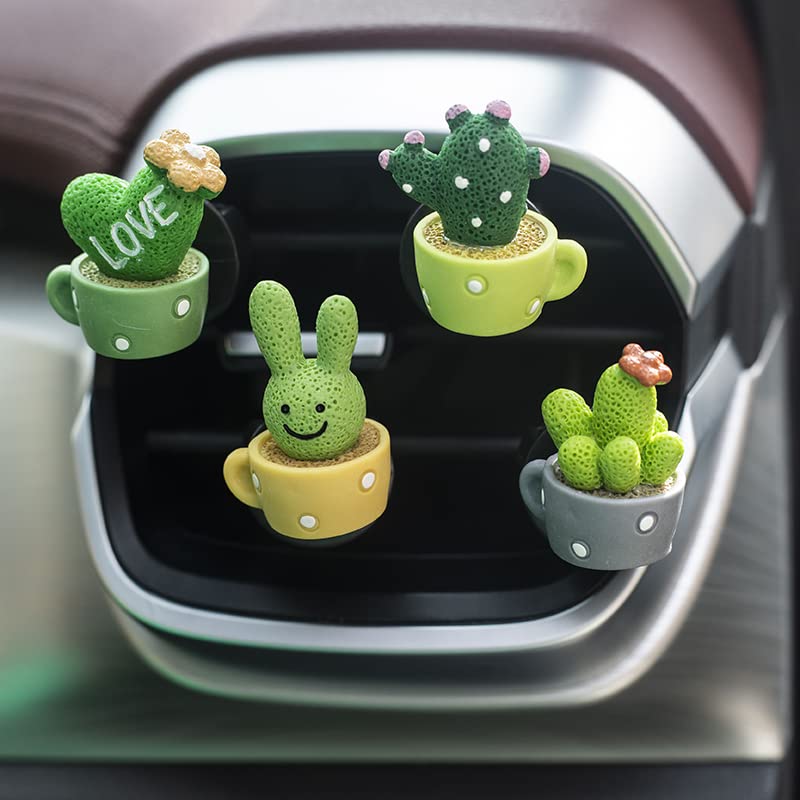 4-Pack Cute Cactus Love Air Freshener for Car - Vent Clip Scent Diffuser with Aromatherapy Benefits, Home & Office Decor Accessories - Perfect for Gifts, Travel, and Everyday Freshness