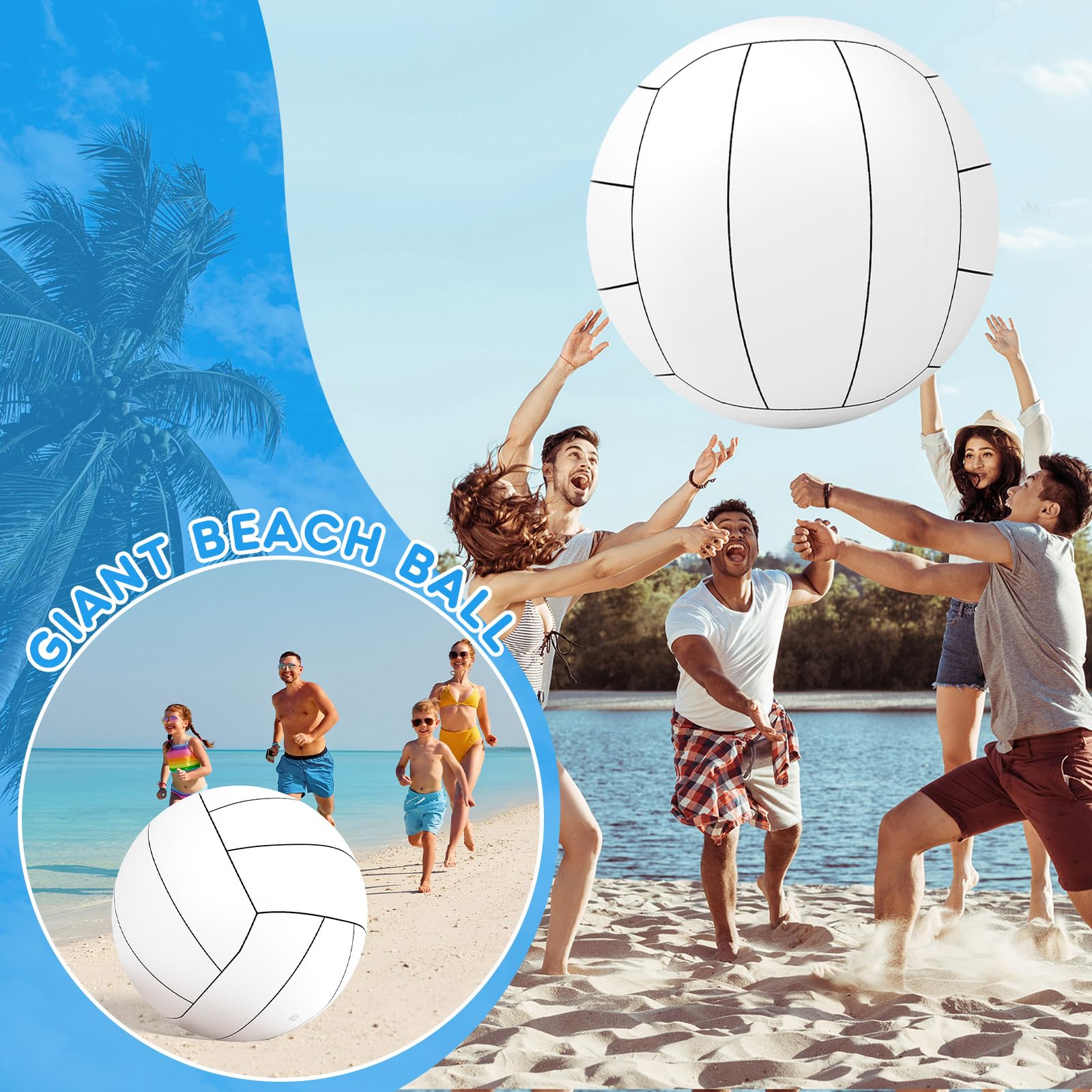 Libima 27 Inch Giant Inflatable Volleyball for Beach, Pool, and Outdoor Games – Perfect for Themed Parties, Family Gatherings, and Summer Fun