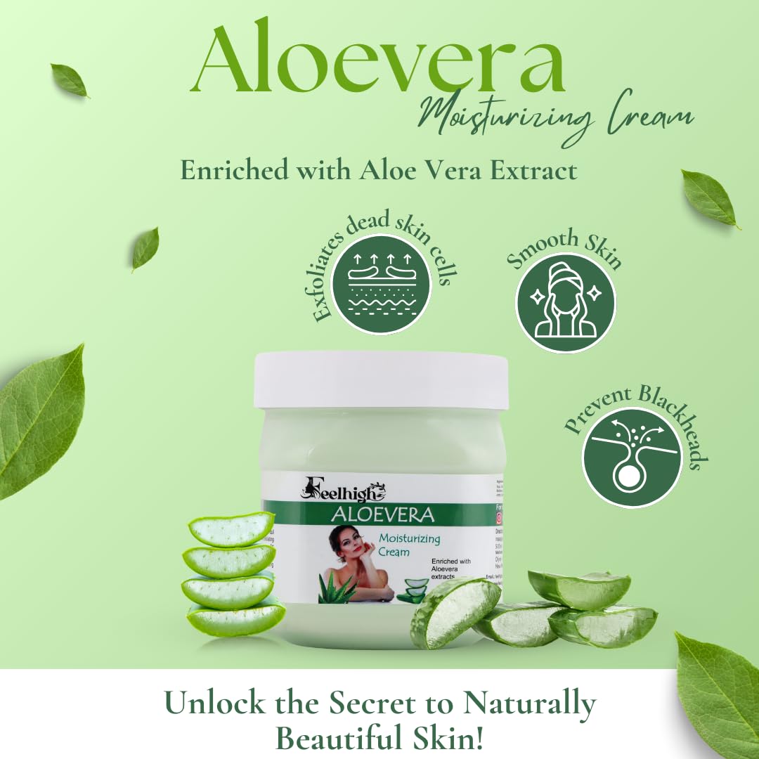 Feelhigh De-Tan & Aloe Vera Cream for Face and Body - Brightening Tan Removal Moisturizer with Natural Ingredients | Perfect for Sunburn Relief, Skin Lightening, and Daily Hydration