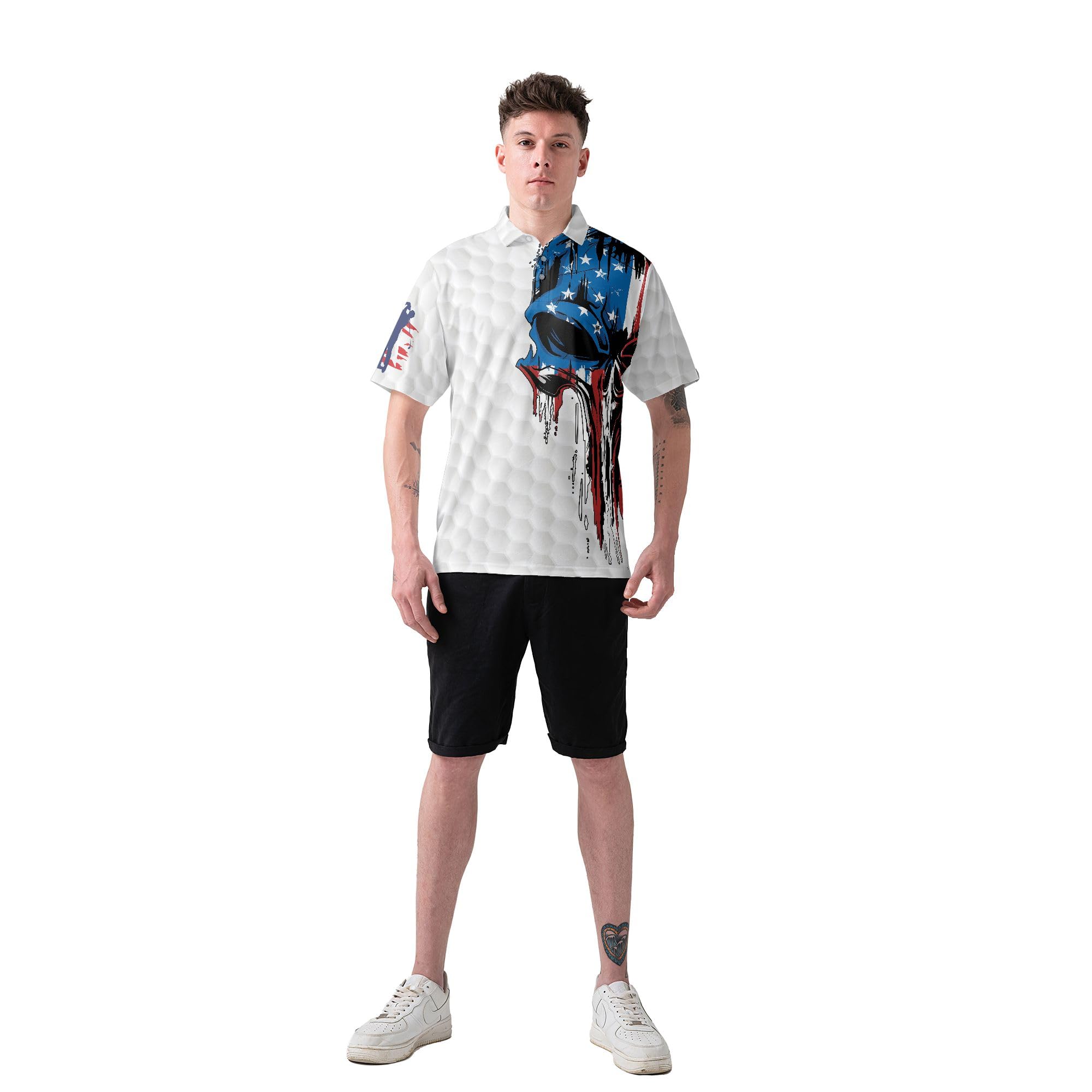 HYPERFAVOR Patriotic American Flag Golf Polo Shirts for Men - Short Sleeve Performance Golf Shirt - Perfect for Golf Tournaments, 4th of July & Patriotic Events