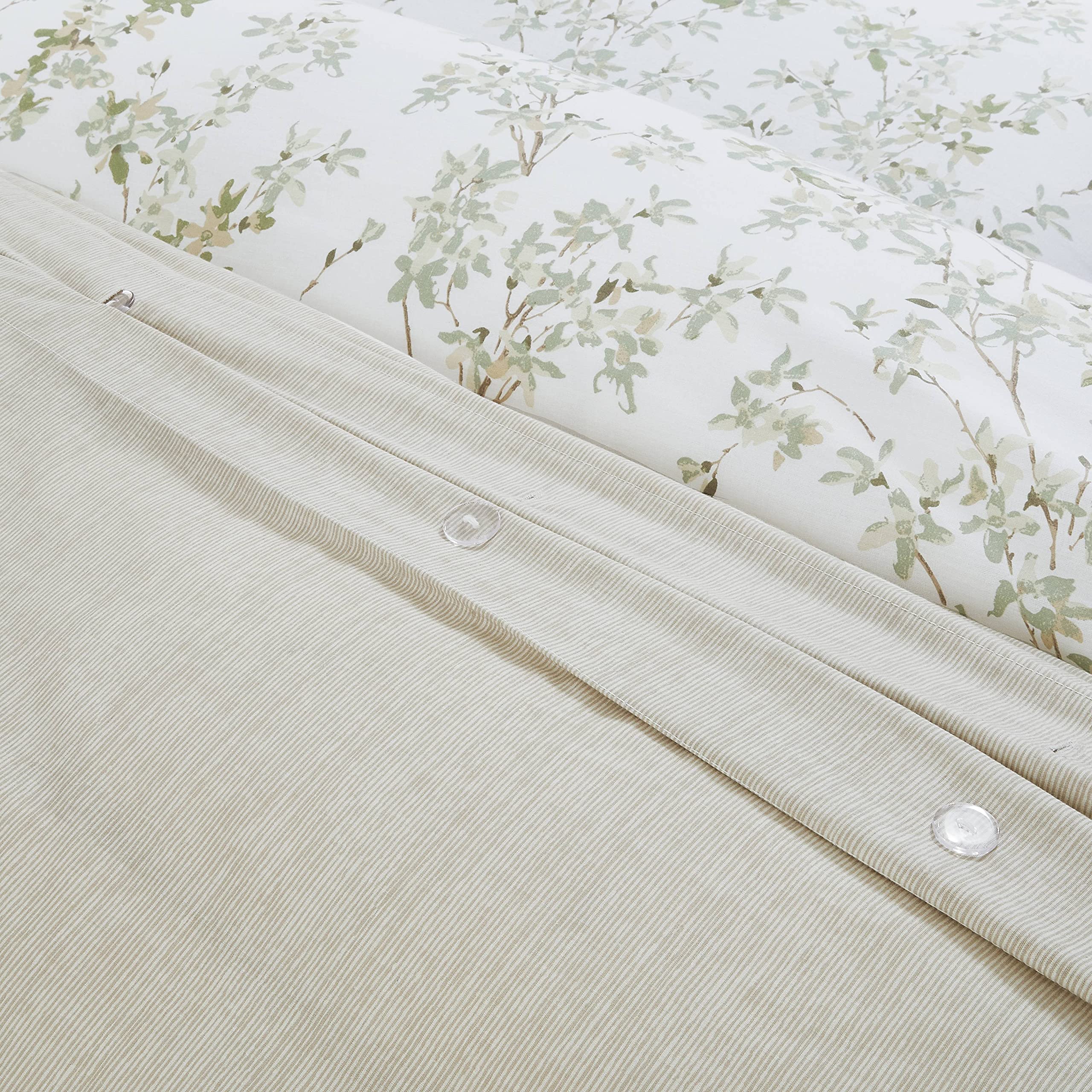 Laura Ashley King Duvet Cover Set - Reversible Cotton Bedding for All Seasons (Lindy Green) - Perfect for Master Bedroom