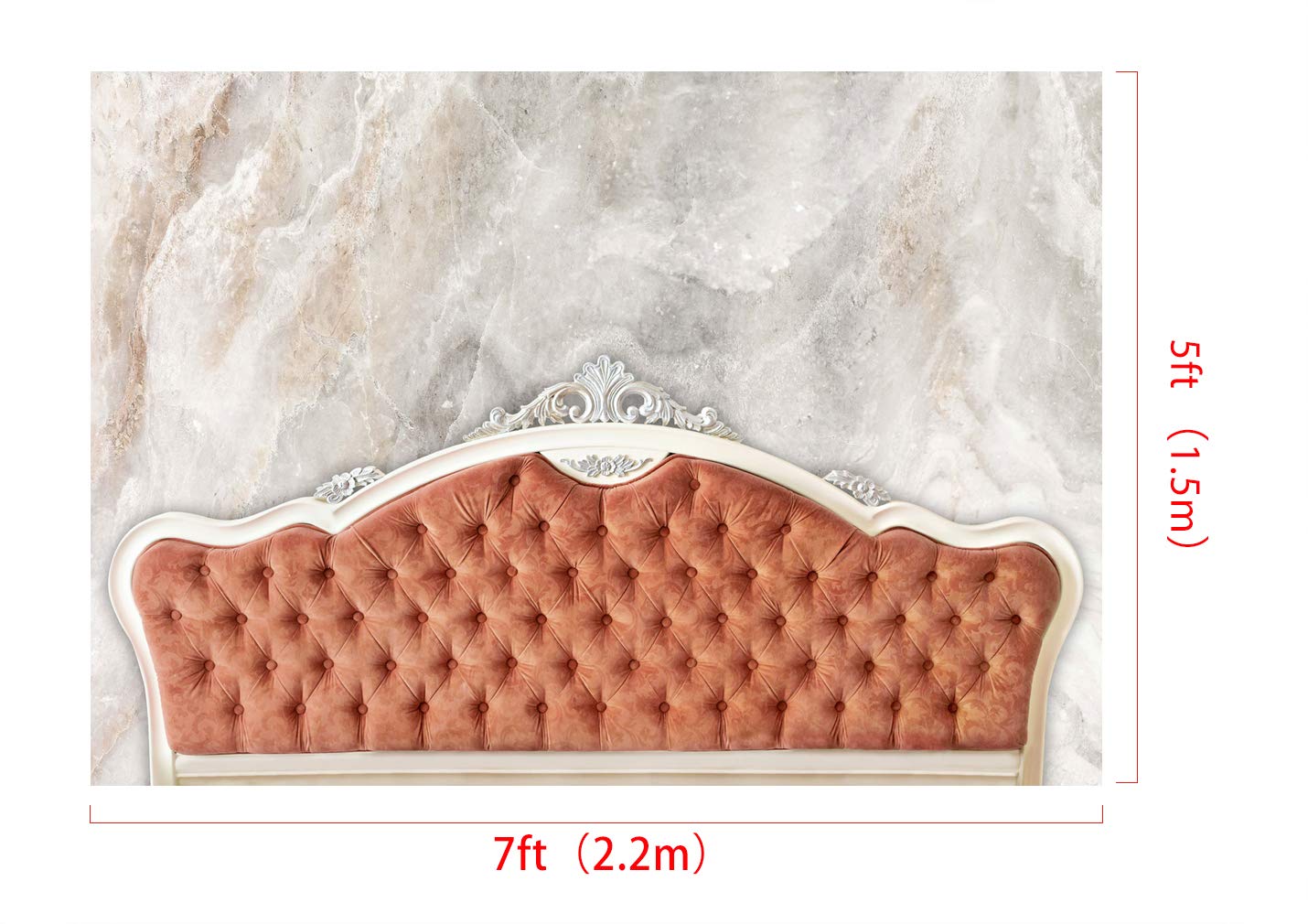 Luxury Velvet Headboard Photography Backdrop 7x5ft - Elegant Marble Wall Background for Interior Decor, Wedding & Portrait Photography | Perfect for Home Studio, Fashion Shoots, and Social Media Content