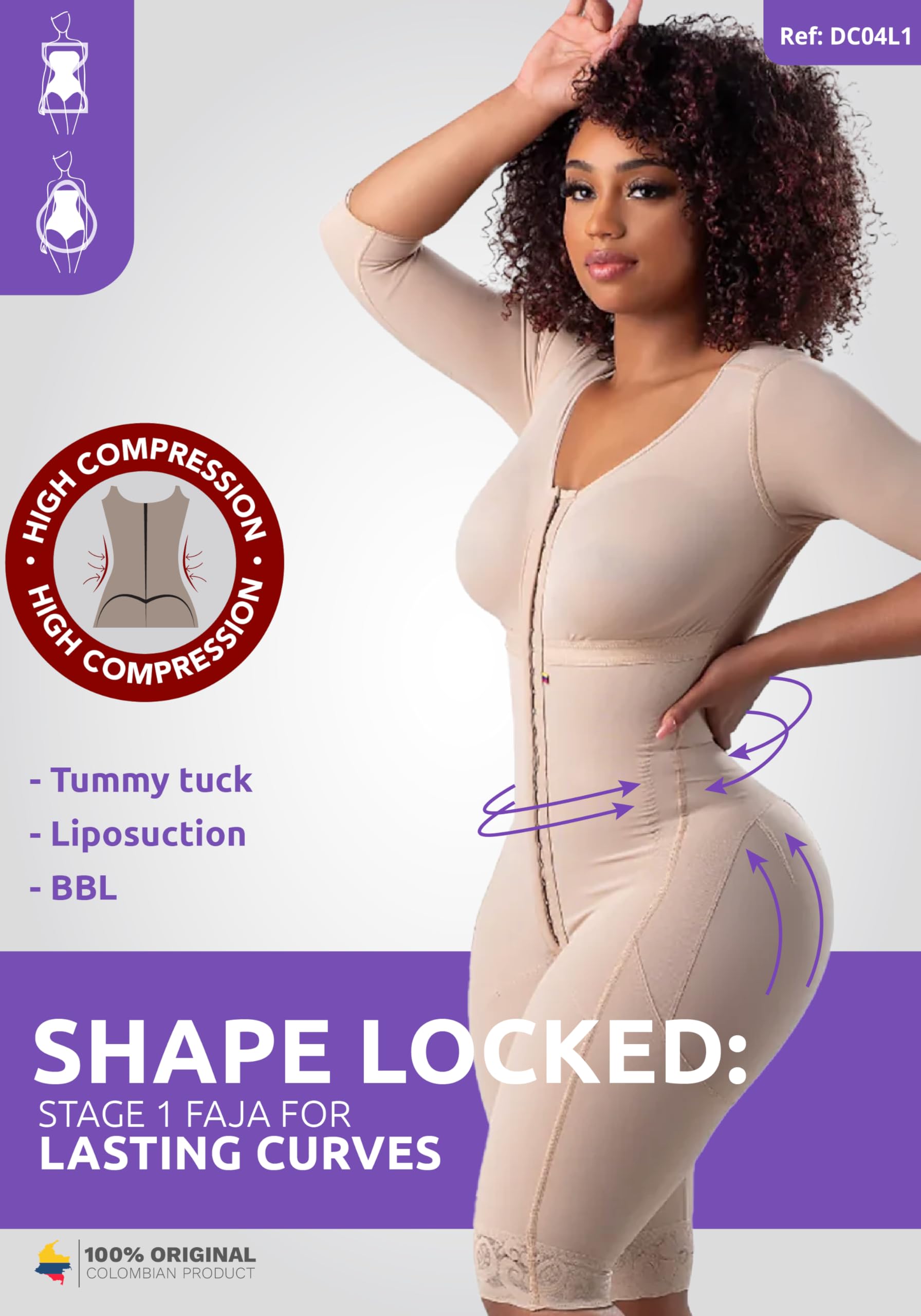 Snatched Body Women's Stage 1 Full Body Shapewear - Post Surgery Compression Garment for BBL, Tummy Control & Waist Training - Perfect for Recovery, Special Occasions & Everyday Confidence Boost