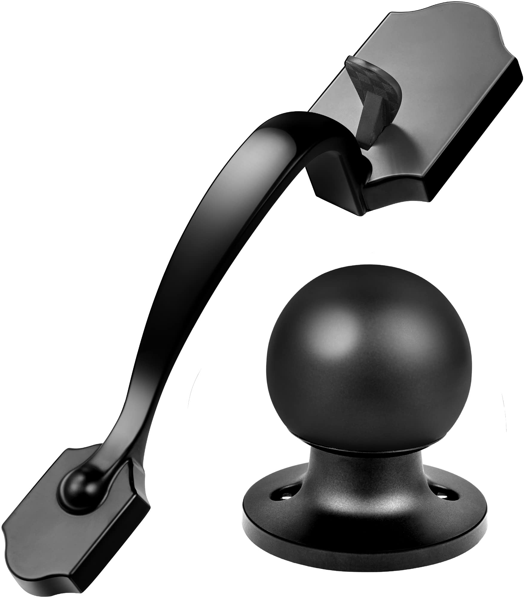 Premium 304 Stainless Steel Front Door Handle Lever & Knob Set - Black Exterior Door Lock for 1-3/8