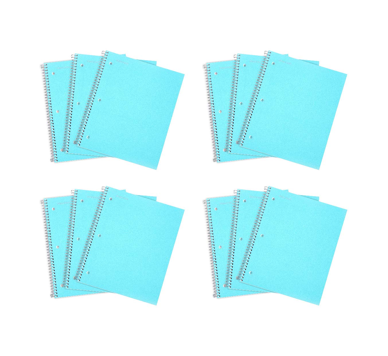 Mintra Durable Spiral Notebook 1 Subject - Wide Ruled 100 Sheets with Poly Pocket & Moisture Resistant Cover - 12 Pack Teal - Perfect for School, Office, Business Professionals & Note Taking