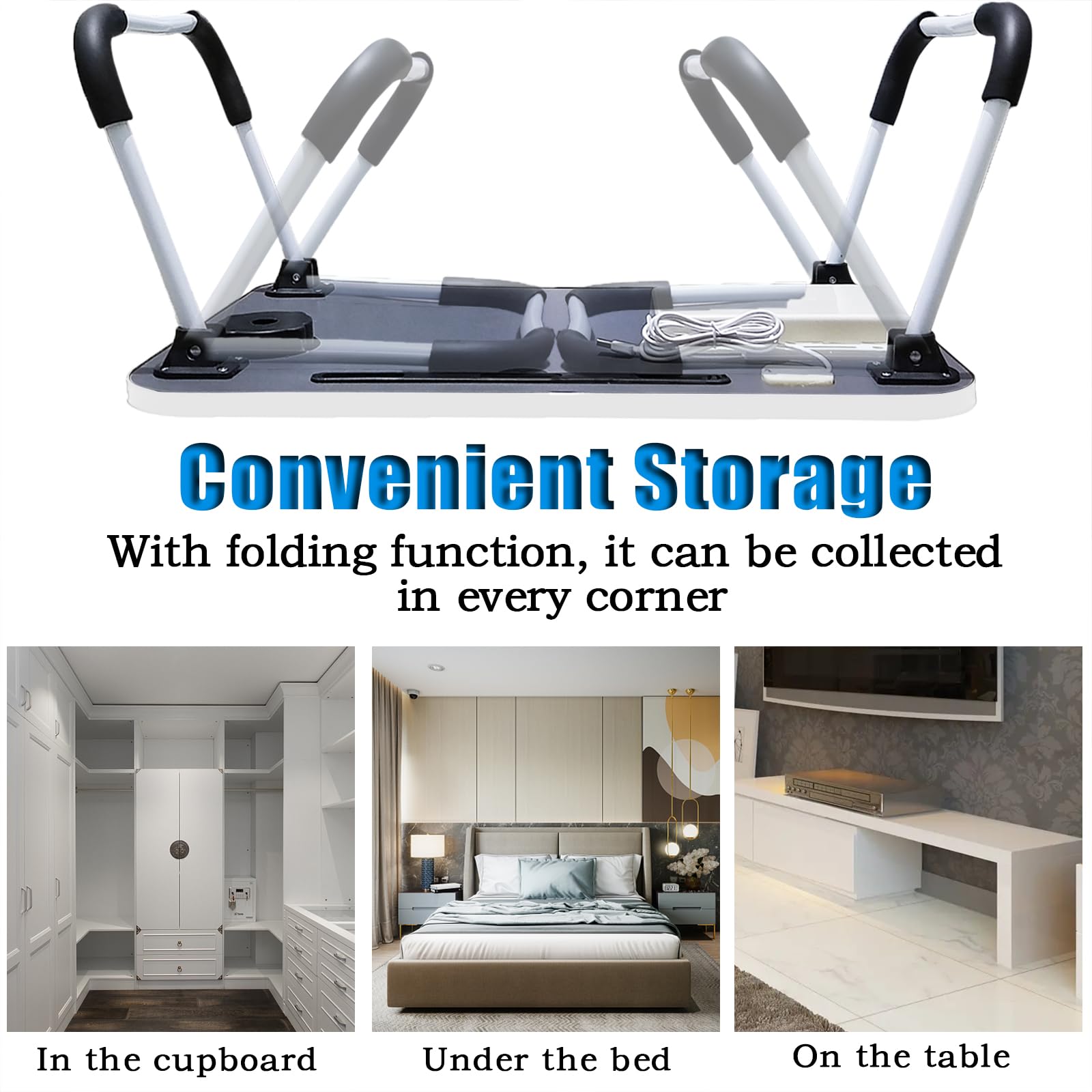Foldable Laptop Desk with USB Charger, Storage Drawer & Cup Holder - Portable Bed Desk for Reading, Working, Gaming on Sofa, Couch, Floor & Office