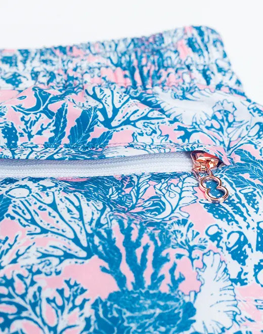 2Eros Men's Coral Print Swim Shorts - Quick-Dry Beach Swim Trunks with Comfortable Elastic Waistband - Perfect for Swimming, Surfing, and Summer Vacations