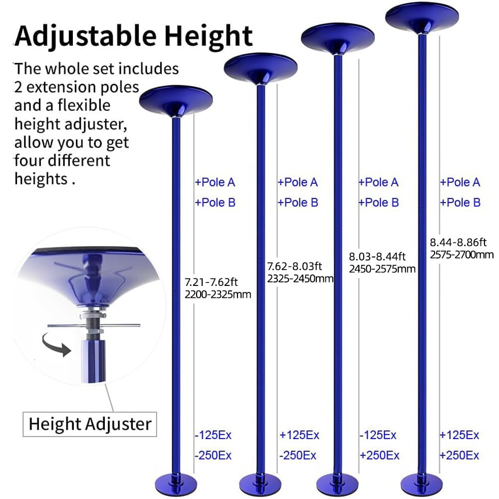 45mm Spinning Portable Dance Pole for Home & Studio - Extendable Pole Dancing Equipment for Fitness, Bedroom, and Indoor/Outdoor Use
