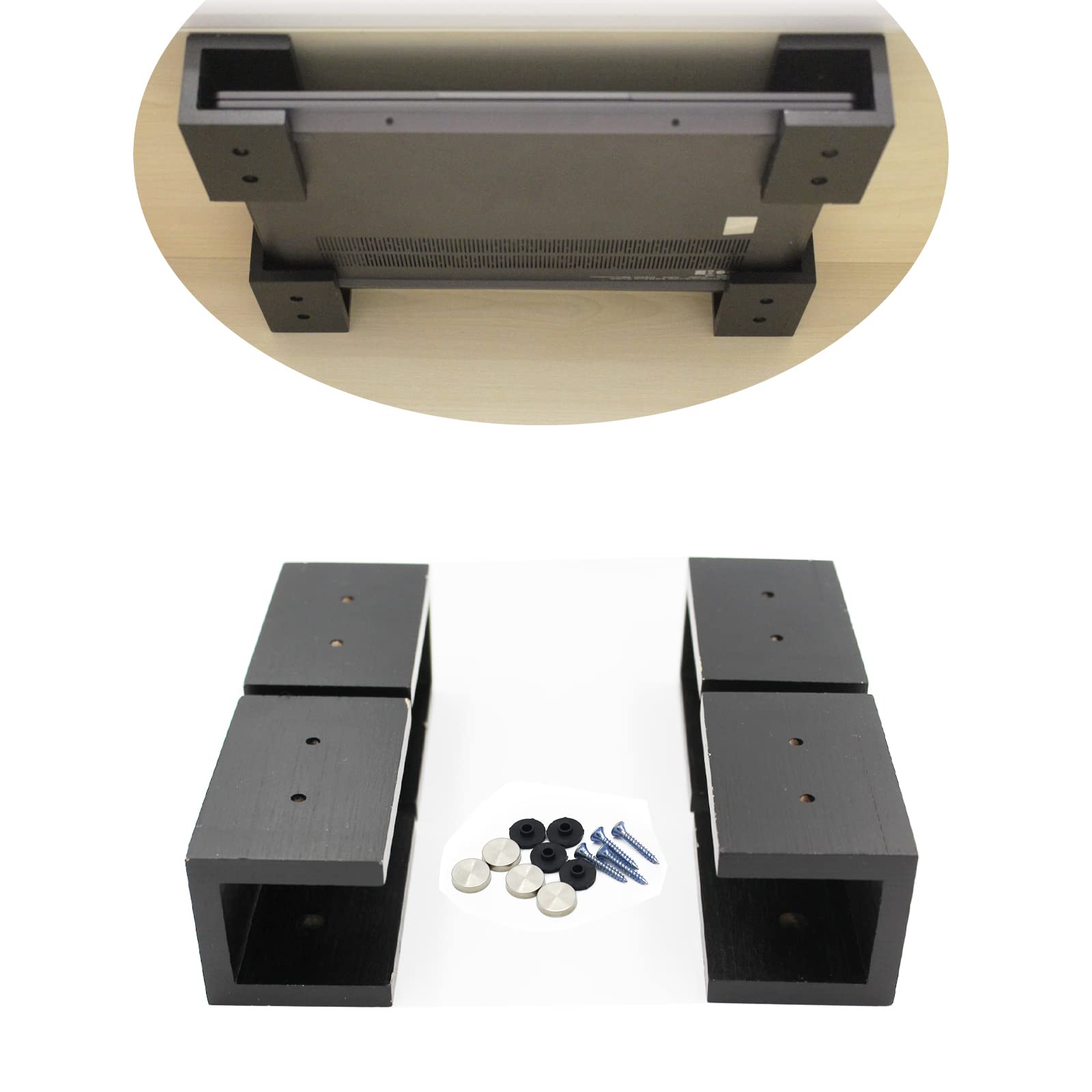 Orisell Black Hardwood Under Desk Laptop Mount Holder with Screws - Space Saving Computer Stand for Home Office & Workspace Organization