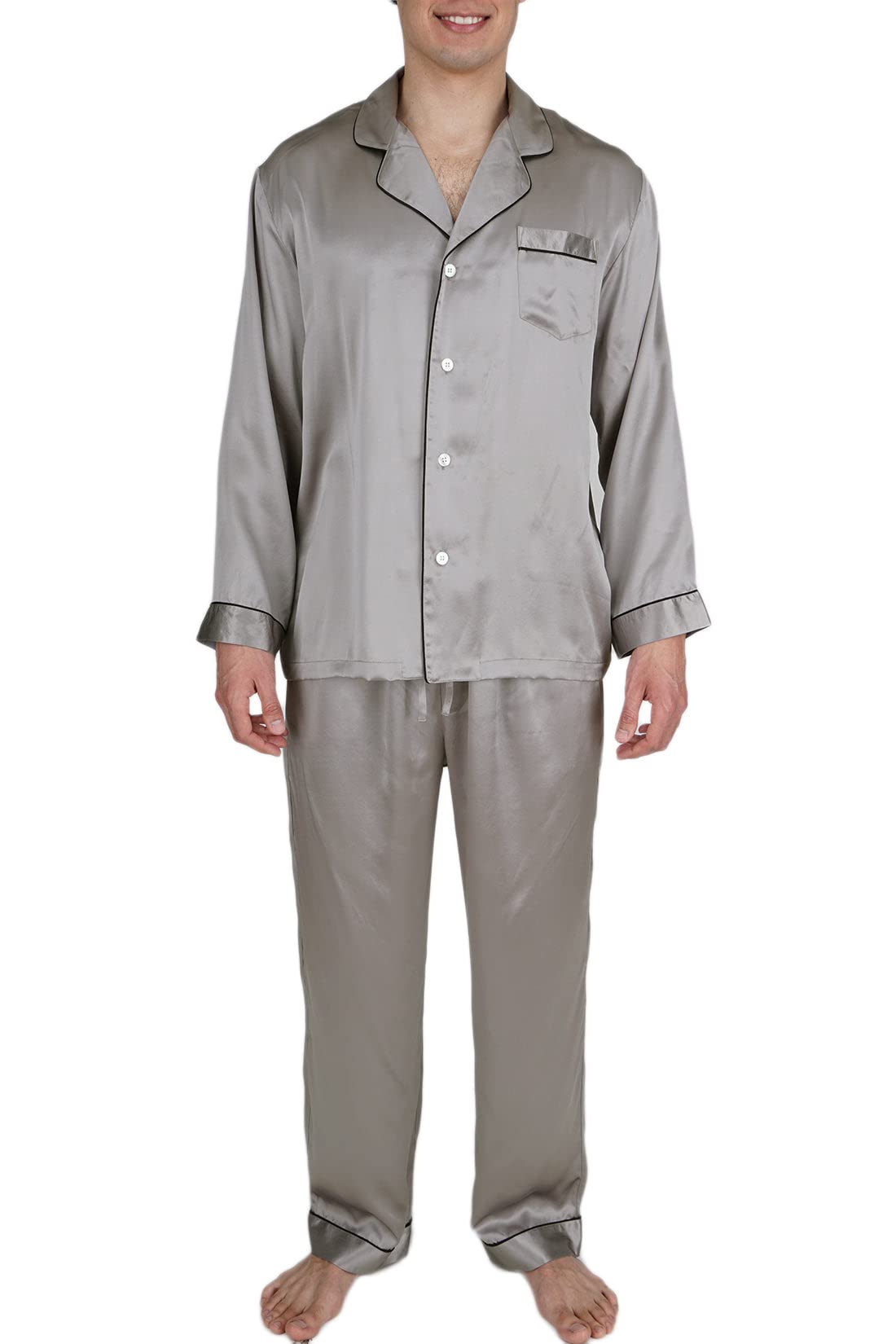 Luxury 100% Silk Pajama Set for Men - Premium Oscar Rossa Silk Sleepwear for Comfort & Style - Perfect for Lounging, Gifting & Special Occasions