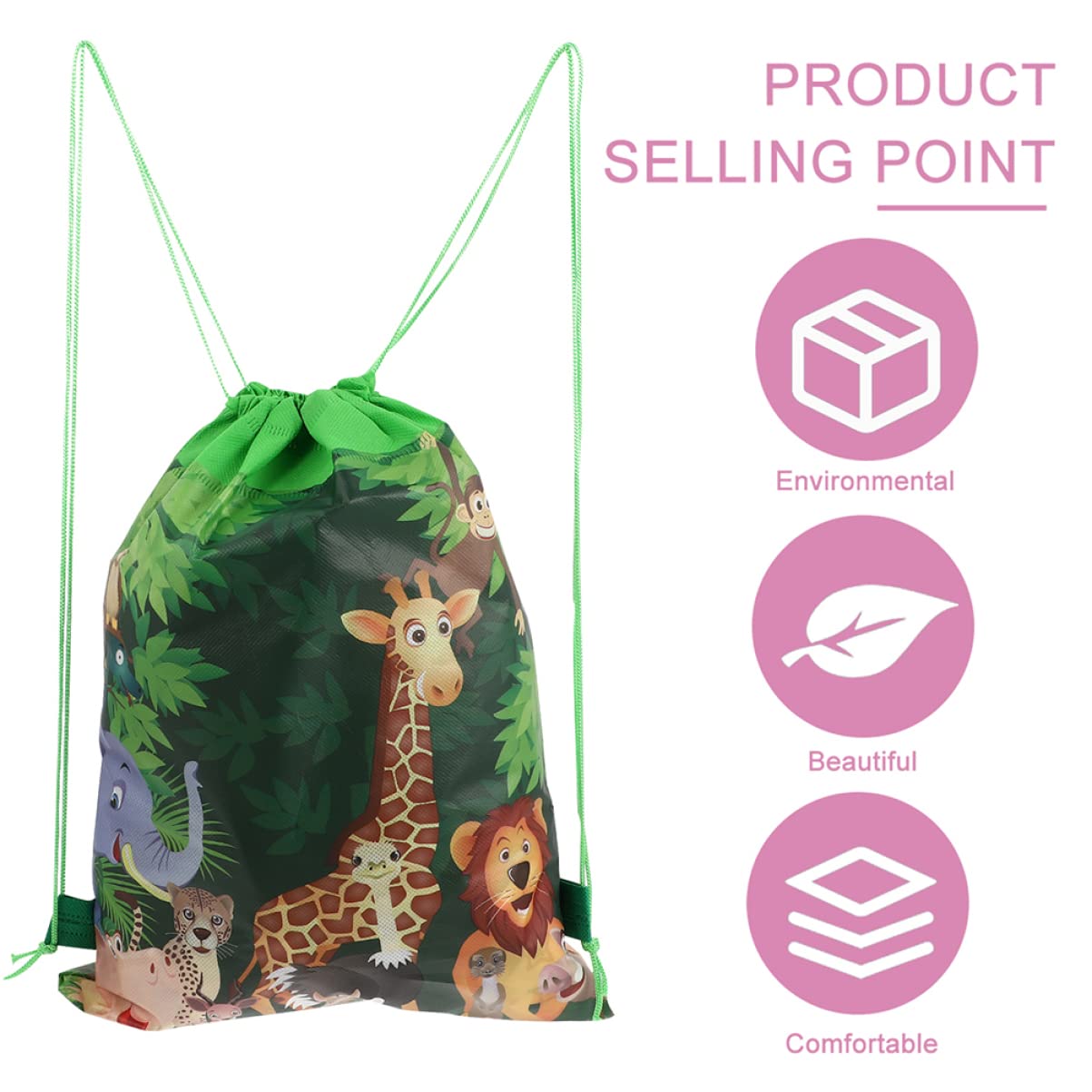 6pcs Cartoon Drawstring Backpack Bags for Kids Birthday Party Favors - Non Woven Goodie Bags, Party Supplies & Souvenir Pouches - Perfect for School Events, Halloween Treats & Gift Exchanges