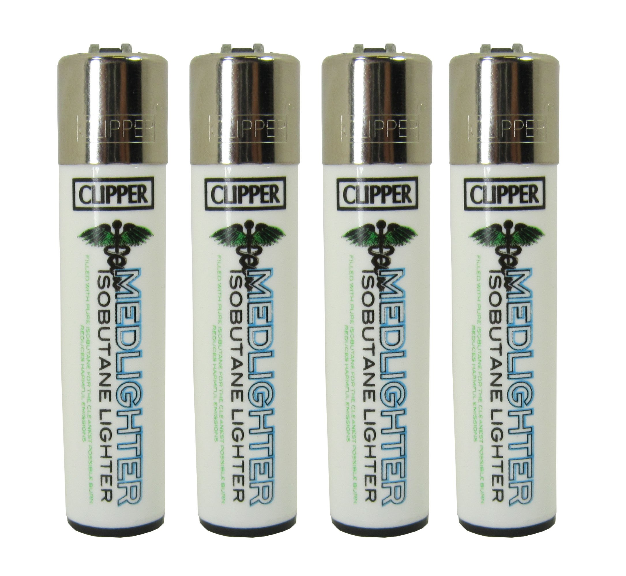 4-Pack Refillable Butane Clipper Lighters - Windproof & Adjustable Flame for Cigarettes, Candles, Camping & Outdoor Use (MedLighter)
