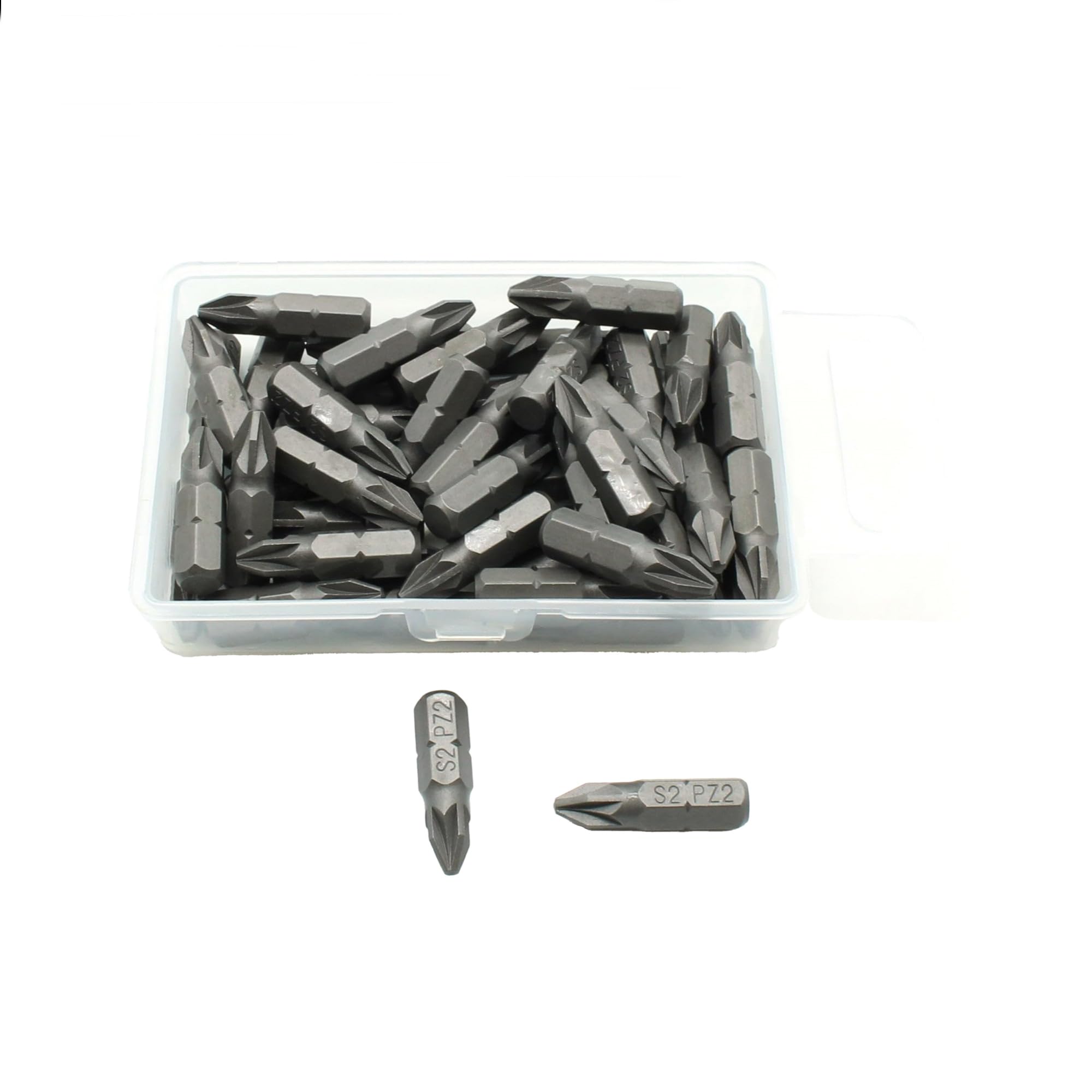 TEMO 50-Piece Pozi PZ2 Impact Ready 1-Inch Screwdriver Bits Set - Hex Shank with Quick Release Slot for Power Drills & DIY Projects