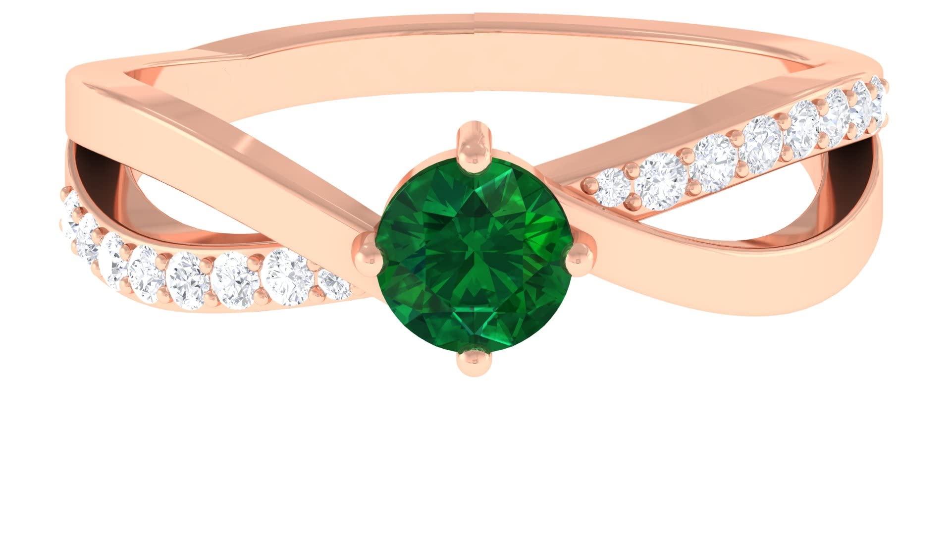 3/4 CT Lab-Created Emerald & Moissanite Ring in 14K Solid Gold - Solitaire, Infinity & Green Emerald Rings for Women | Perfect for Engagement, Anniversary & Special Occasions