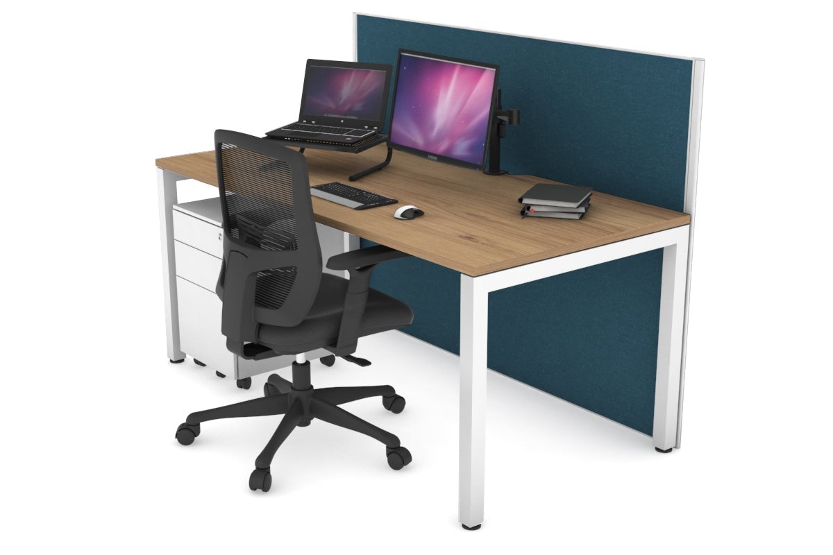 Horizon Quadro Square Legs Office Desk - 1400L x 800W Modern Workstation with Cable Management | Perfect for Home Office, Study Room & Workspace Organization