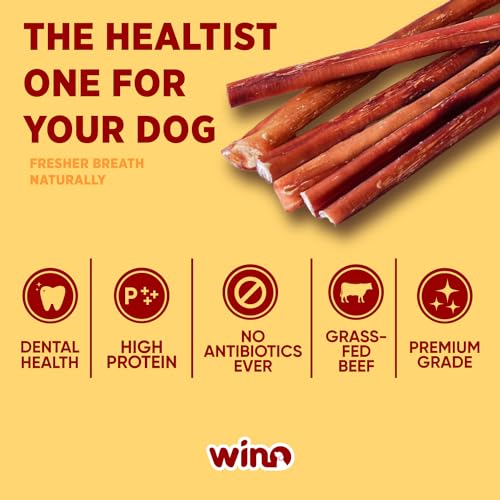 Premium Bully Sticks for Dogs - 5 Pack of 4 Inch All-Natural Beef Chews | 100% Digestible, Odor-Free, High Protein Dog Treats | Supports Dental Health & Reduces Destructive Chewing | Perfect for Training Rewards, Teething Puppies & Anxious Dogs