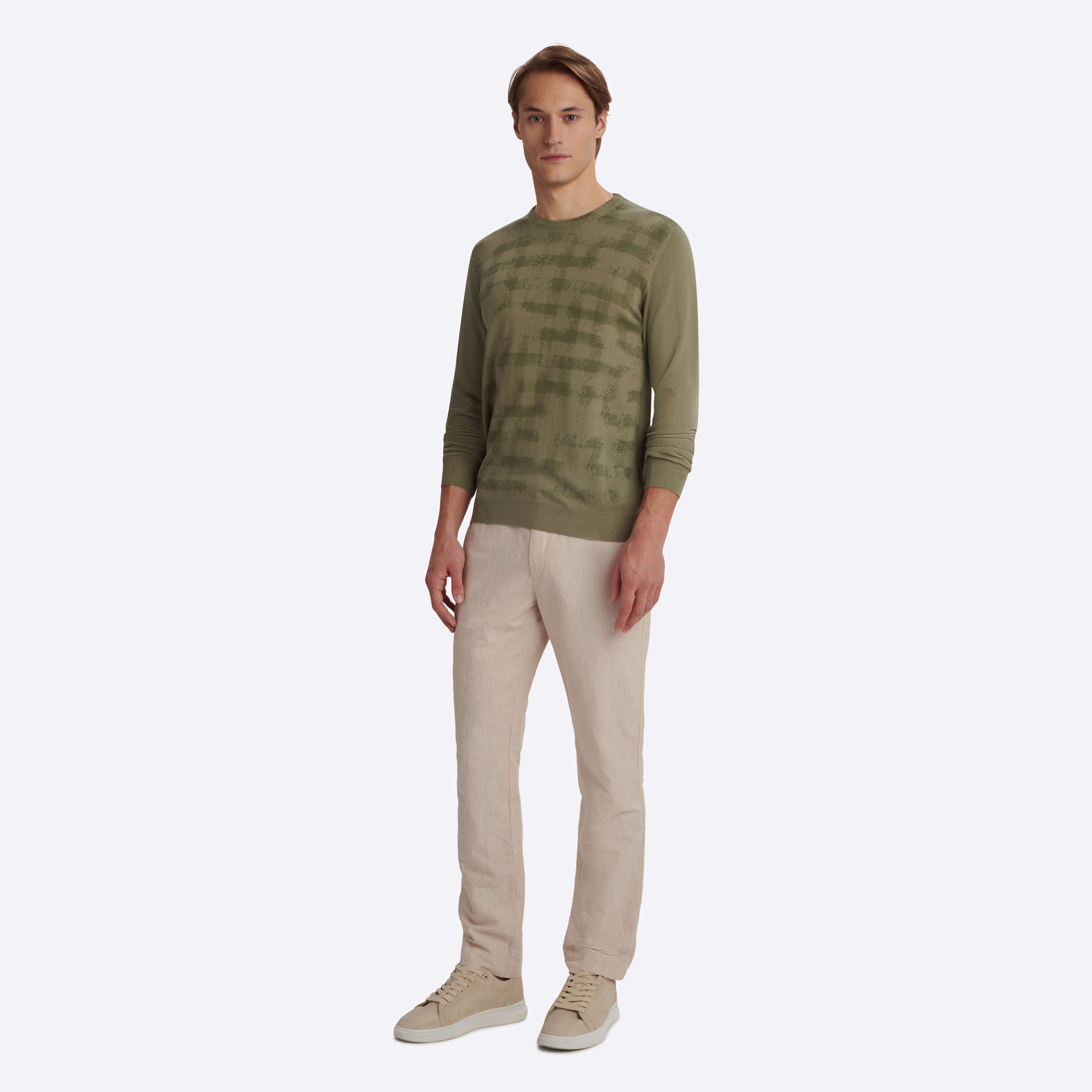 Ghost Check Crew Neck Sweater for Men - Casual Knit Pullover with Classic Checkered Pattern | Perfect for Fall Winter Layering, Office Wear & Weekend Outfits