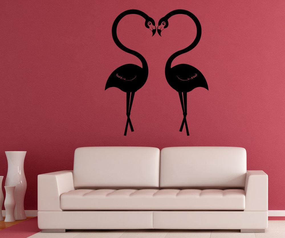 Flamingo Love Vinyl Wall Decal Sticker #1348 - Tropical Home Decor for Bedroom, Nursery & Living Room