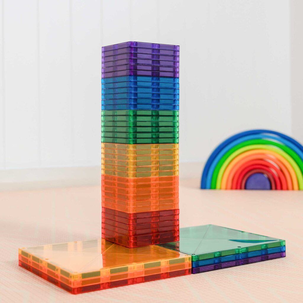 Connetix Magnetic Tiles 42-Piece Rainbow Square Building Set - STEM Educational Toys for Kids, Perfect for Creative Play & Learning Activities at Home or School