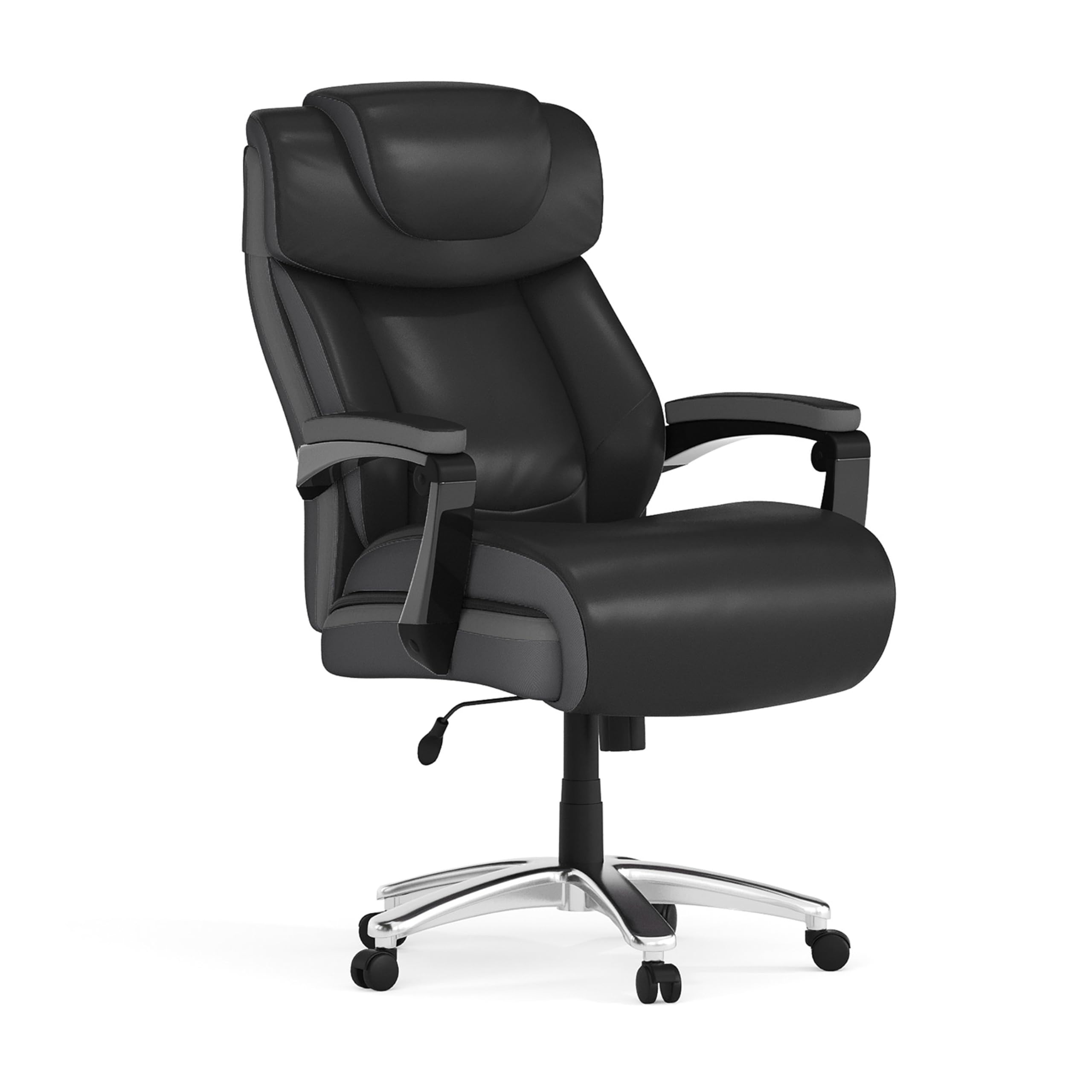 500 lb. Capacity Big & Tall Black LeatherSoft Ergonomic Office Chair with Adjustable Headrest - Heavy Duty Executive Desk Chair for Home & Office Workspace, Gaming, and Long Hours Sitting Comfort