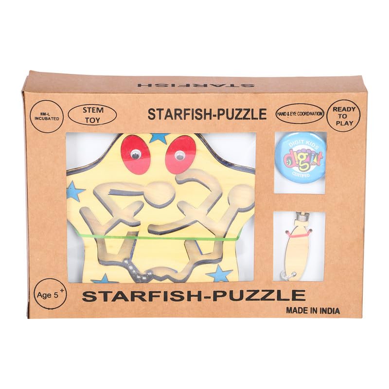 Technybirds Wooden Maze Puzzle Toy - Starfish Brain Teaser Game for Kids | Educational Wooden Puzzle for Indoor Play & Cognitive Development | Perfect Birthday Gift & Classroom Learning Activity