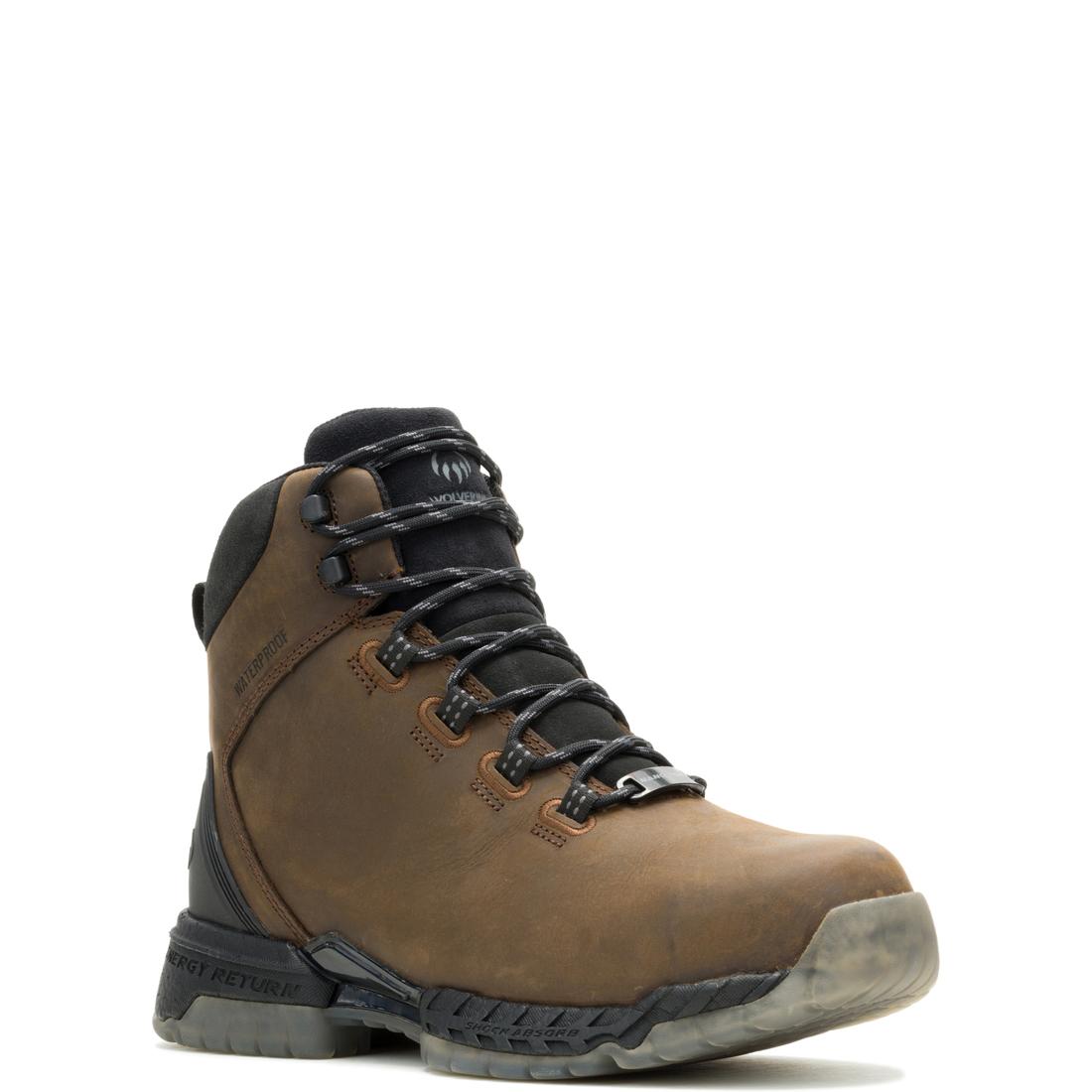 Rush Max I-90 Waterproof Soft Toe Work Boots - Dark Brown - Comfortable & Durable Safety Shoes for Construction, Landscaping & Outdoor Work