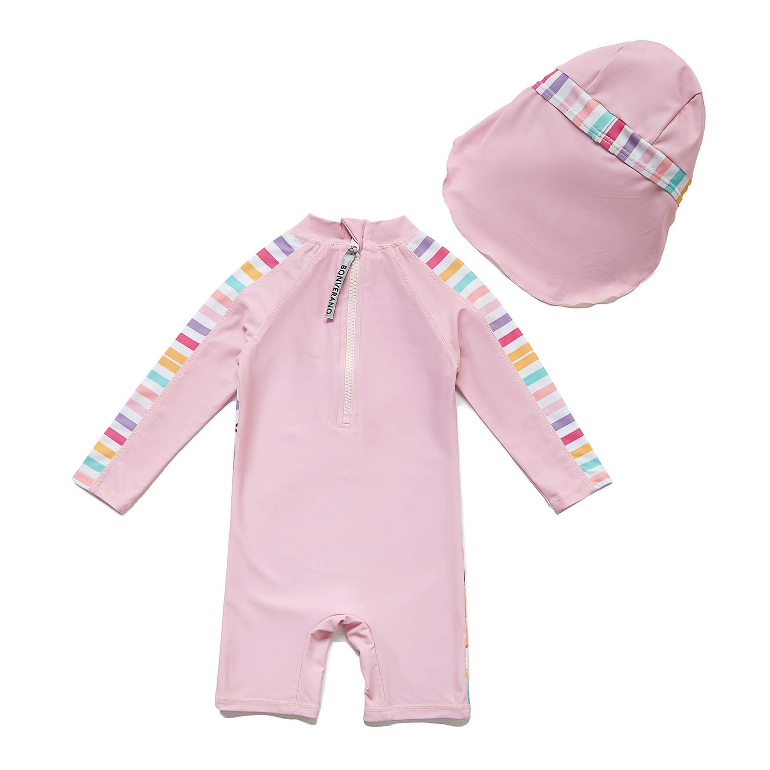 UPF 50+ Baby Girls Long Sleeve One Piece Sunsuit & Swimsuit - UV Protection Rashguard for Toddler Beach & Pool Play