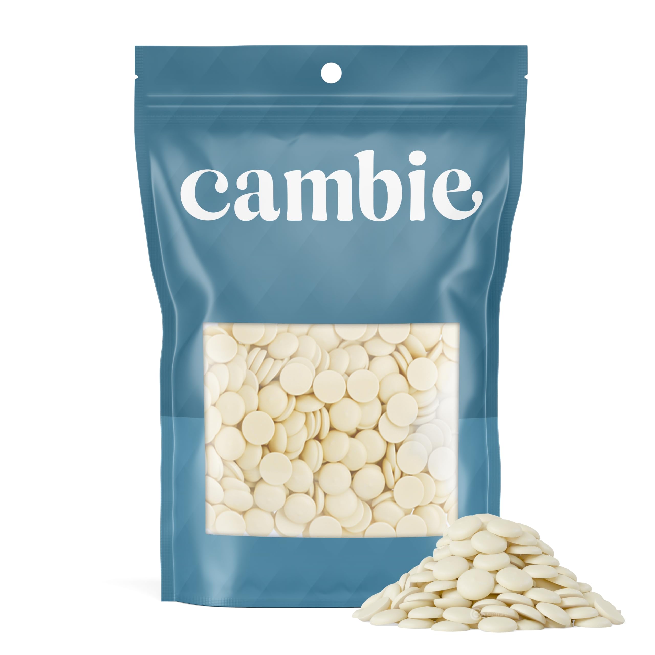 Premium White Chocolate Melting Wafers for Baking & Candy Making - 2lb Bulk Pack for Dipping, Decorating, Desserts, Cakes & Cookies - Cambie Smooth Melting Chocolate for Professional & Home Bakers