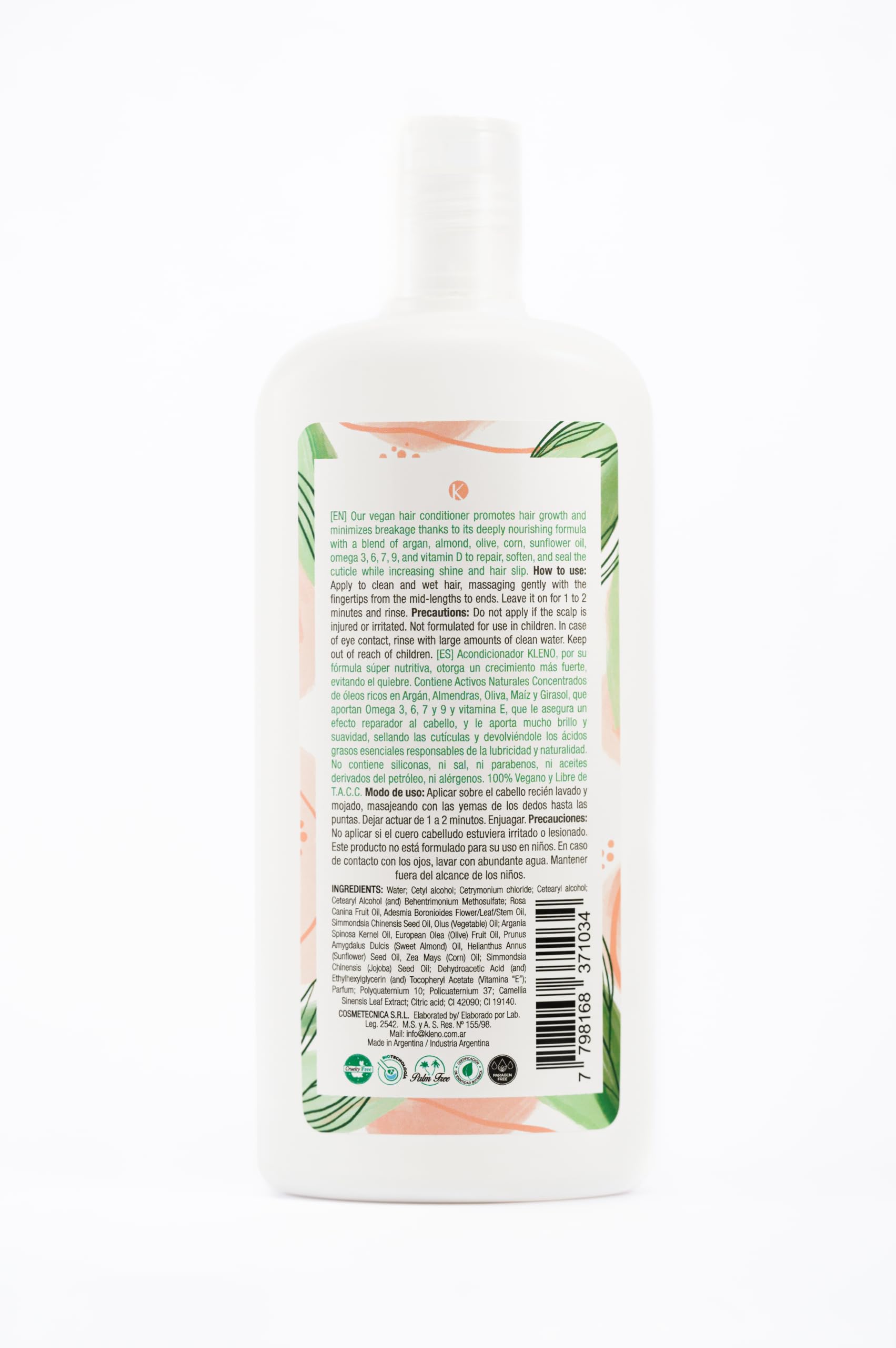 Biokleno Vegan Hair Conditioner with Green Tea Extract & Essential Oils - Omega 3,6,7,9 for Hair Repair & Nourishment - Paraben Free, Gluten Free - 14.2 fl oz - Perfect for Dry, Damaged Hair & Daily Hydration