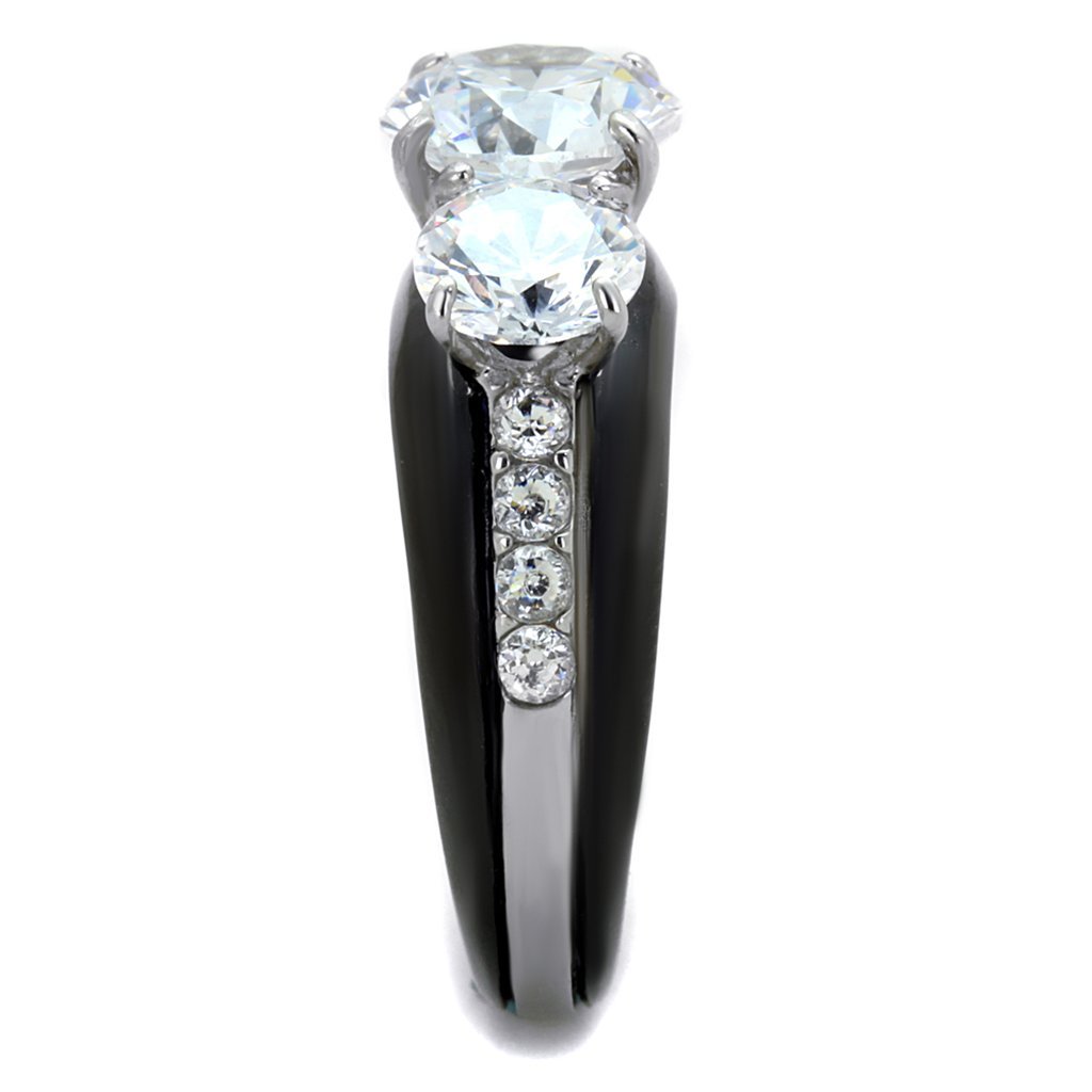 Black Stainless Steel Engagement Ring 4.45ct AAA CZ for Women Size 5-10 - Perfect for Proposals & Anniversaries