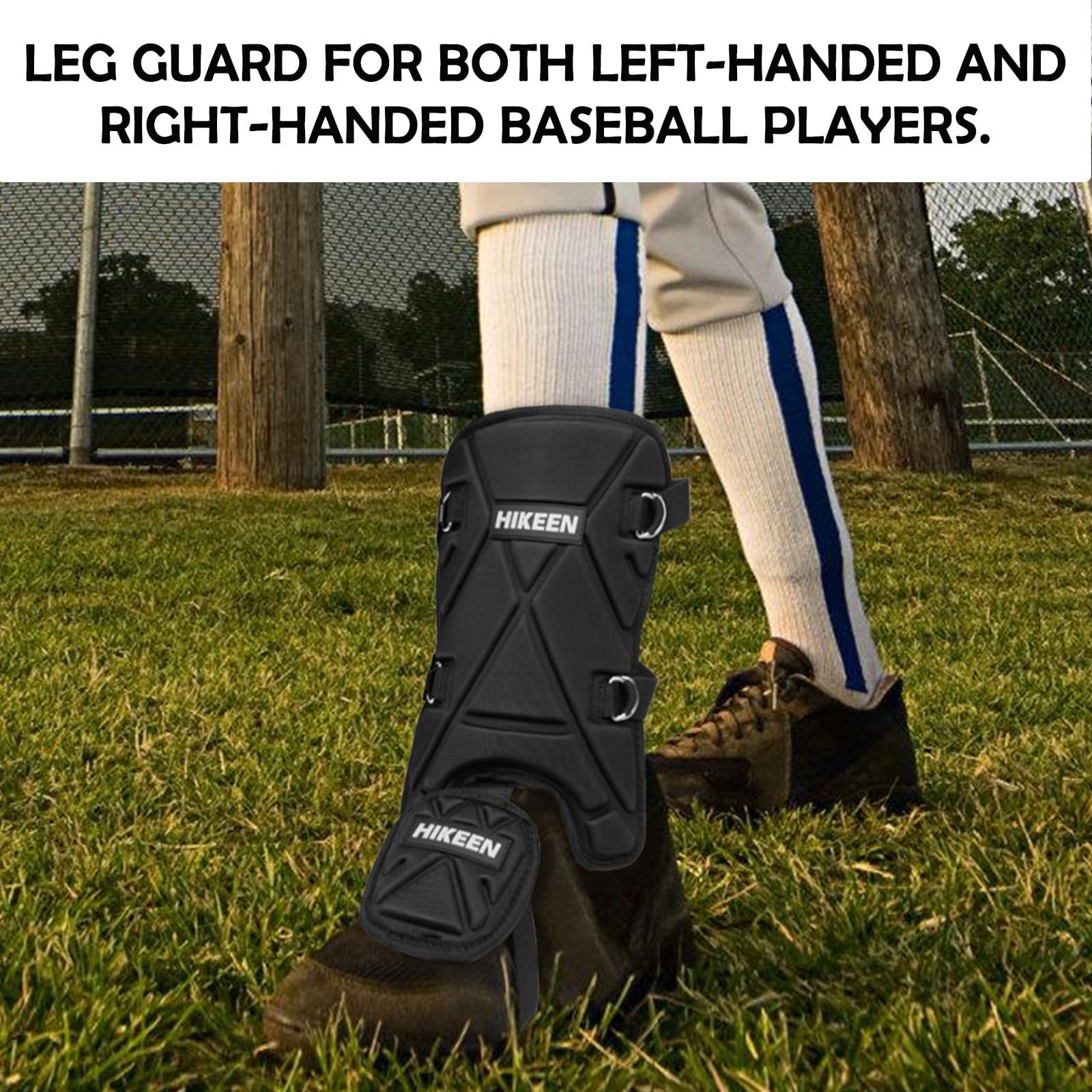Hikeen Adjustable Baseball Leg Guard - Shin & Foot Shield for Batting - Right & Left Hand Hitters - Softball & Baseball Protective Gear - Perfect for Practice, Games & Training Sessions