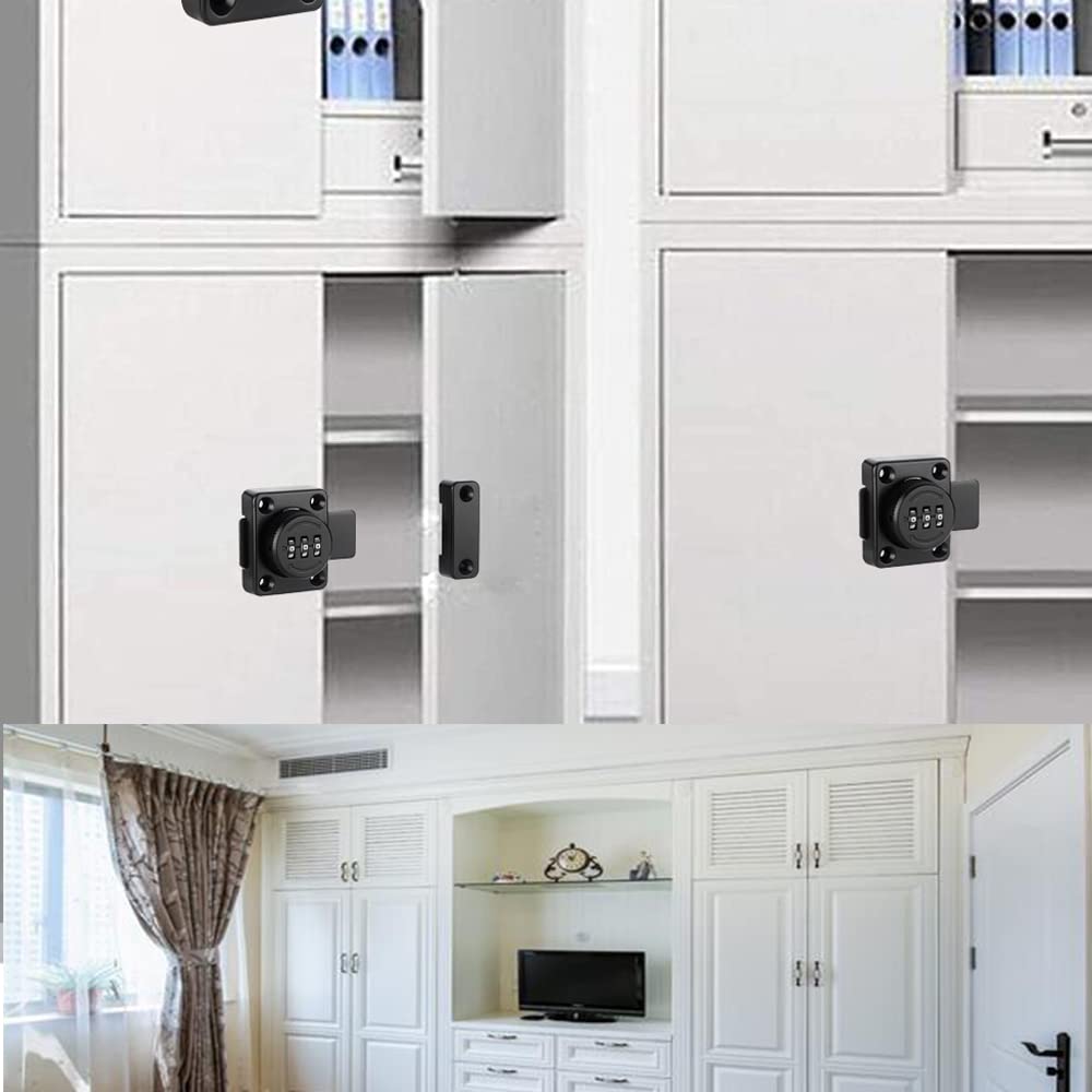 Keyless Combination Lock Bolt for Cabinet Door - 3-Digit Code Security Lock for File Cabinets, Safes & Drawers | Protect Valuables, Confidential Documents & Personal Privacy | Ideal for Home, Office & Storage Security