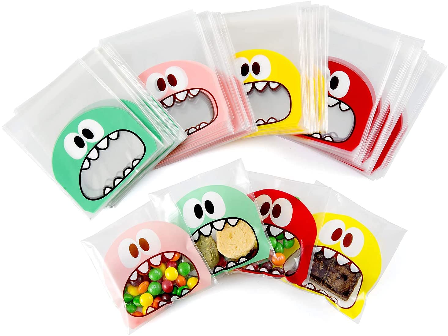 Chocozone 100-Pack Self-Adhesive Guddy Bags - Premium Party Favor Bags for Cookies, Chocolates & Gifts (Red) | Perfect for Birthday Parties, Baby Showers & Wedding Favors