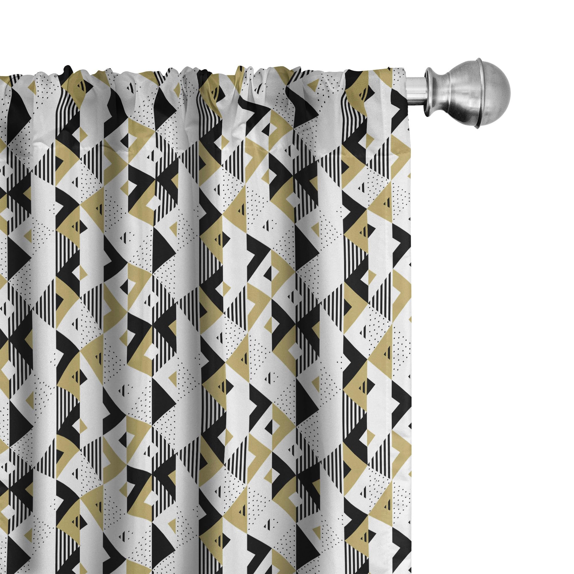Ambesonne Geometric Curtains - Modern Abstract Triangle & Rhombus Pattern with Striped Dotted Background, 2 Panel Set (28
