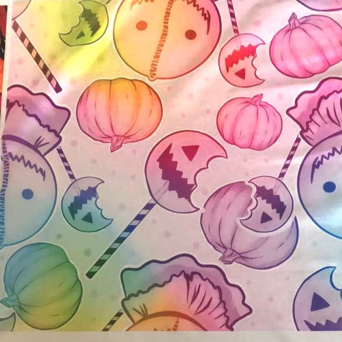 Pastel Rainbow Pumpkin Print High-Quality Handcrafted Vibrant Leggings - Soft Stretchy Comfort for Yoga, Workouts & Casual Wear