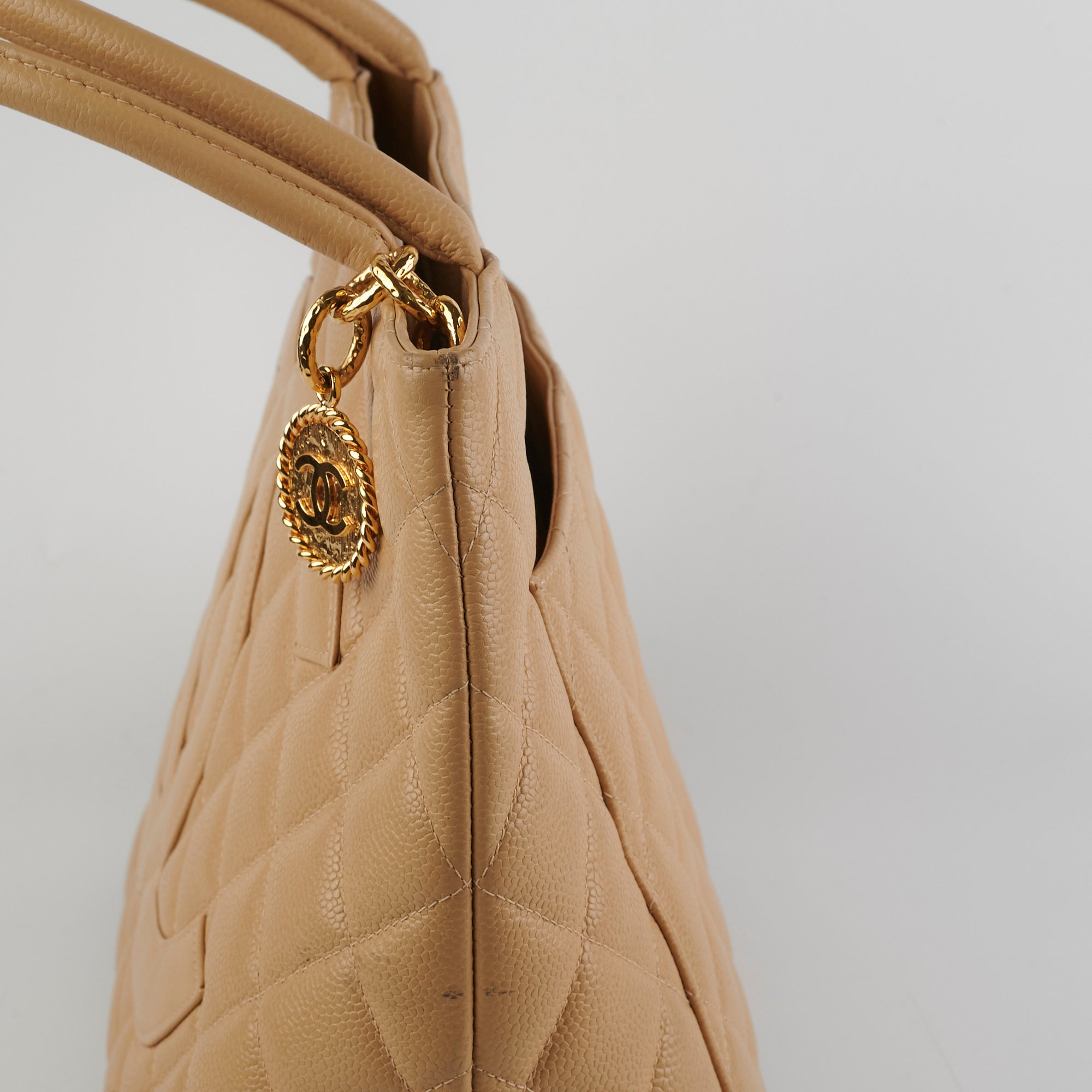 Chanel Caviar Leather Medallion Tote Bag in Beige - Luxury Designer Handbag for Women, Perfect for Work, Travel & Everyday Use