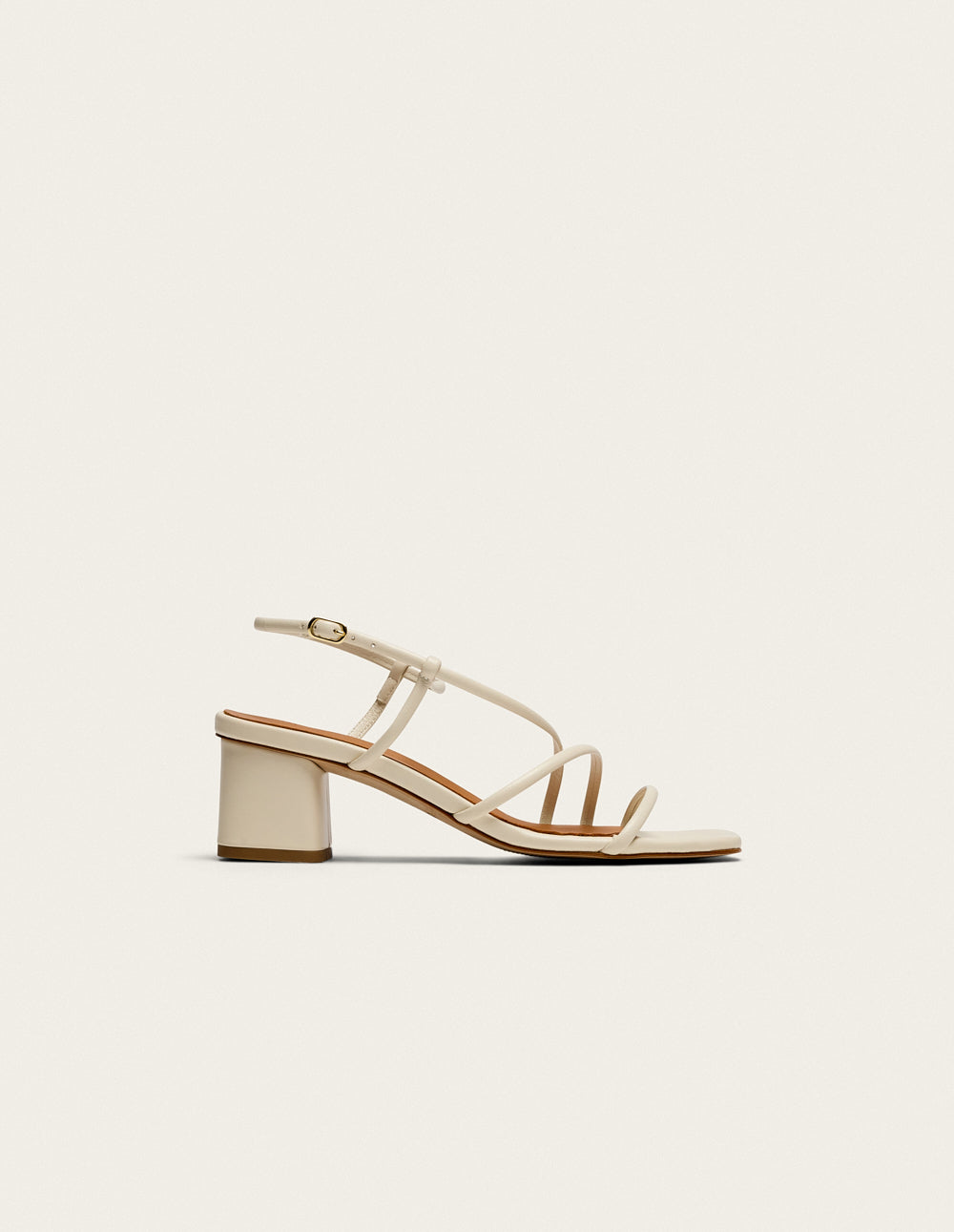 Ecru Leather Sandals with Heels - Comfortable & Stylish Women's Summer Shoes for Beach, Party & Casual Outings