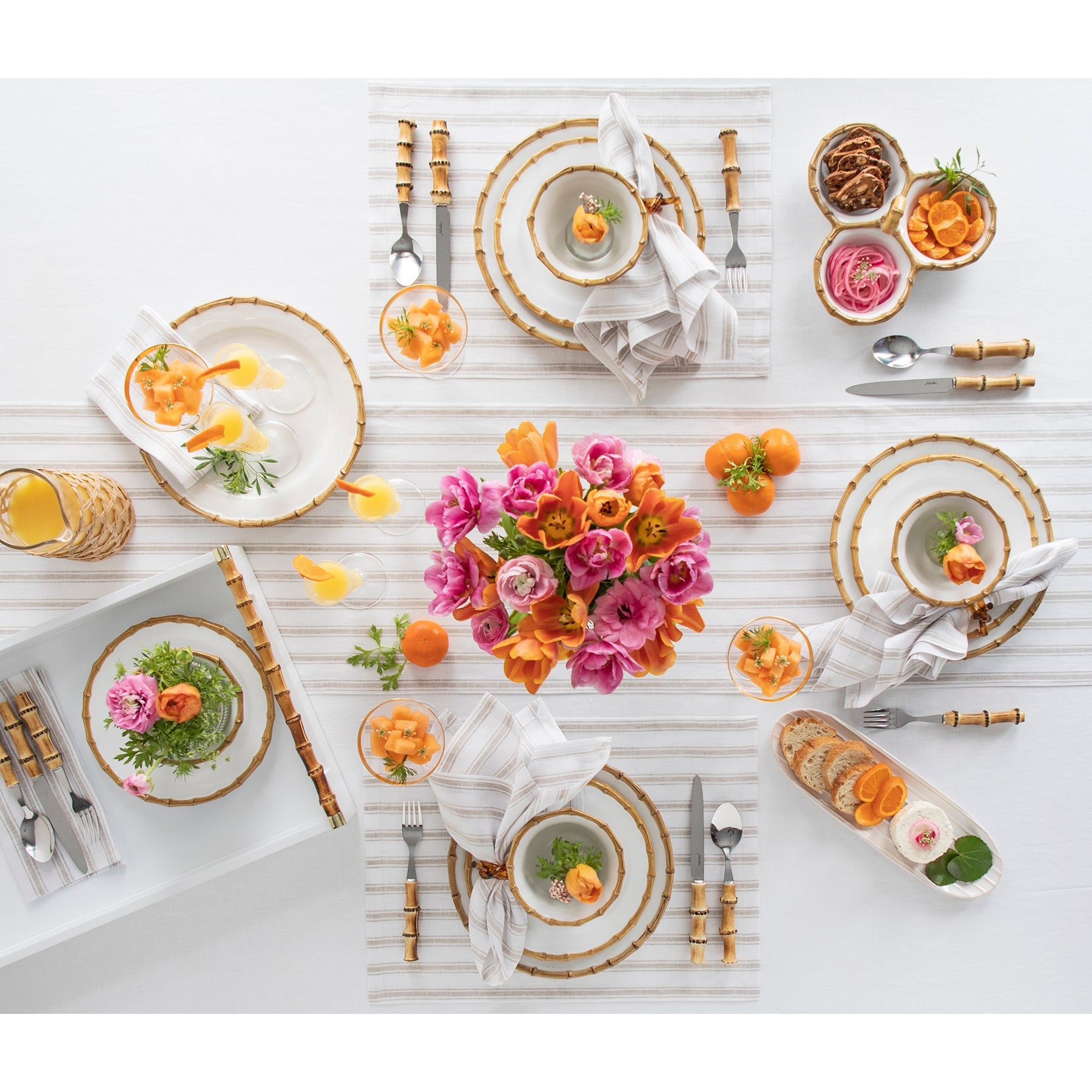 Stylish Capri Ticking Stripe Placemats Set - Waterproof & Washable Table Mats for Dining Room Decor - Perfect for Everyday Meals, Dinner Parties & Home Entertaining