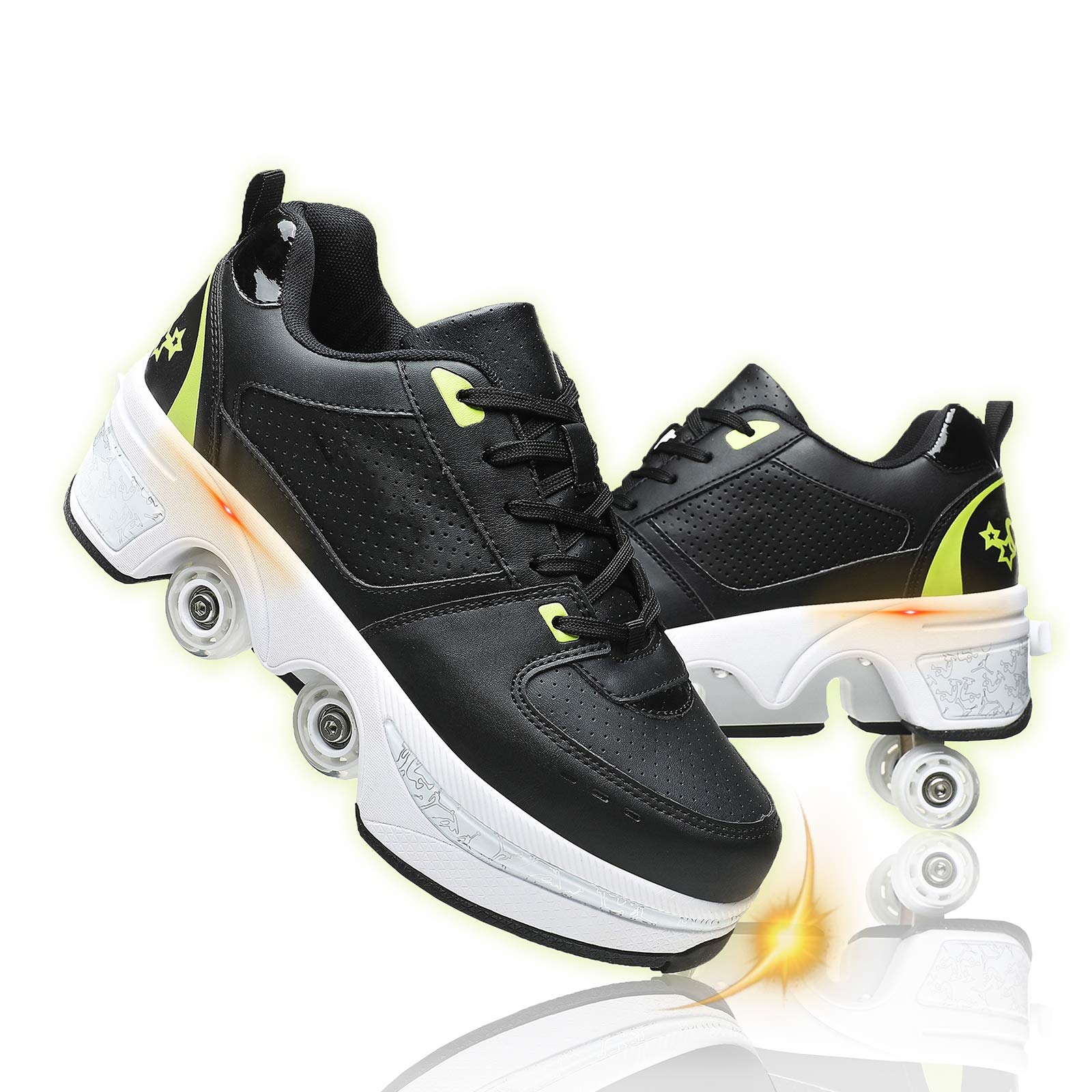 Best Retractable Roller Skates Shoes for Women & Men - Convertible Deformation Skating Shoes with Wheels for Parkour, Boys & Girls - Perfect for Outdoor Sports, Fitness & Fun Activities
