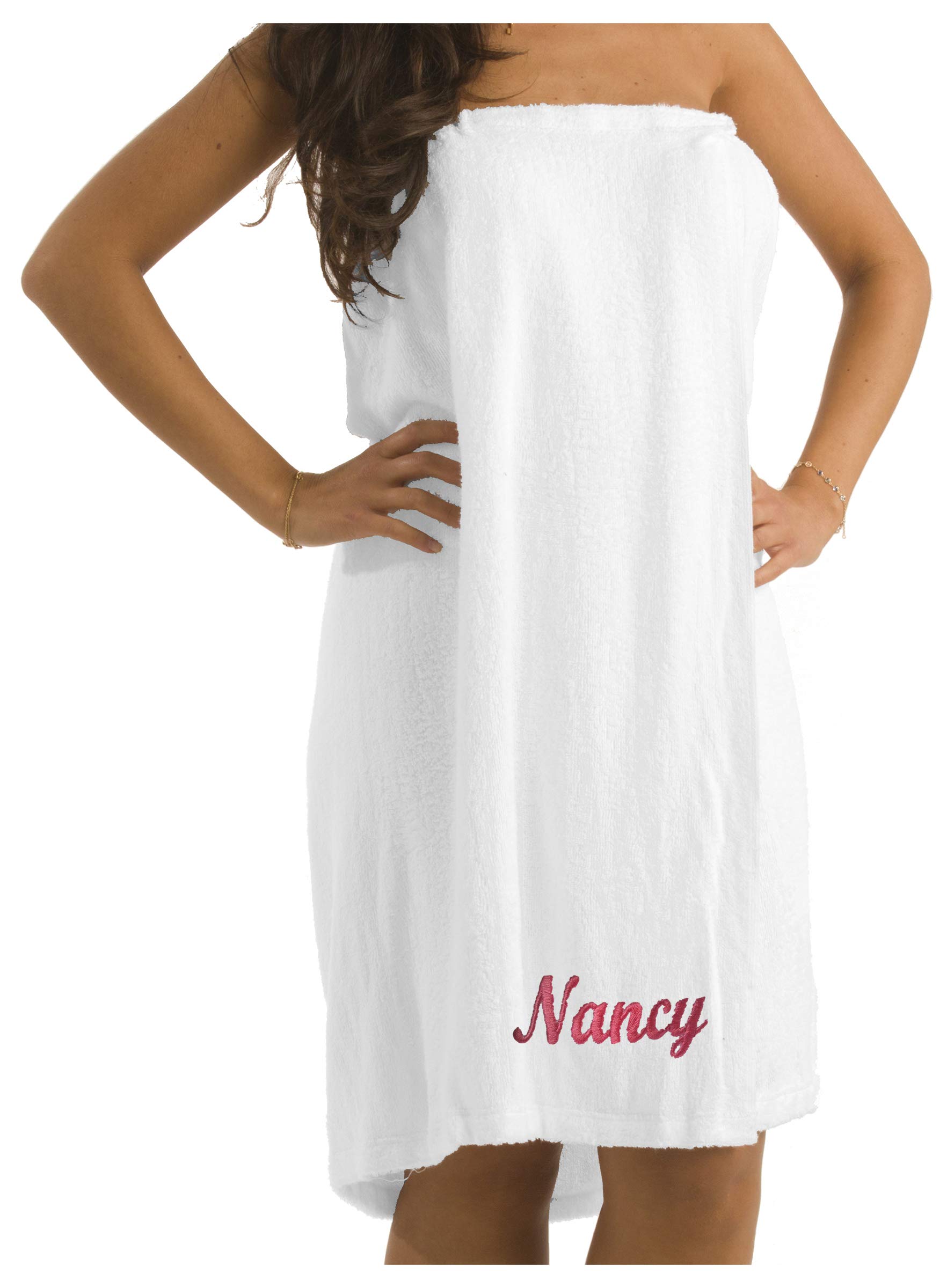 BY LORA Personalized Women's Spa Wraps - Soft & Absorbent Bathrobe for Shower, Bath, Swimming Pool, Gym & Lounge - Perfect for Relaxation, Post-Workout & Travel - Small/Medium Size in White